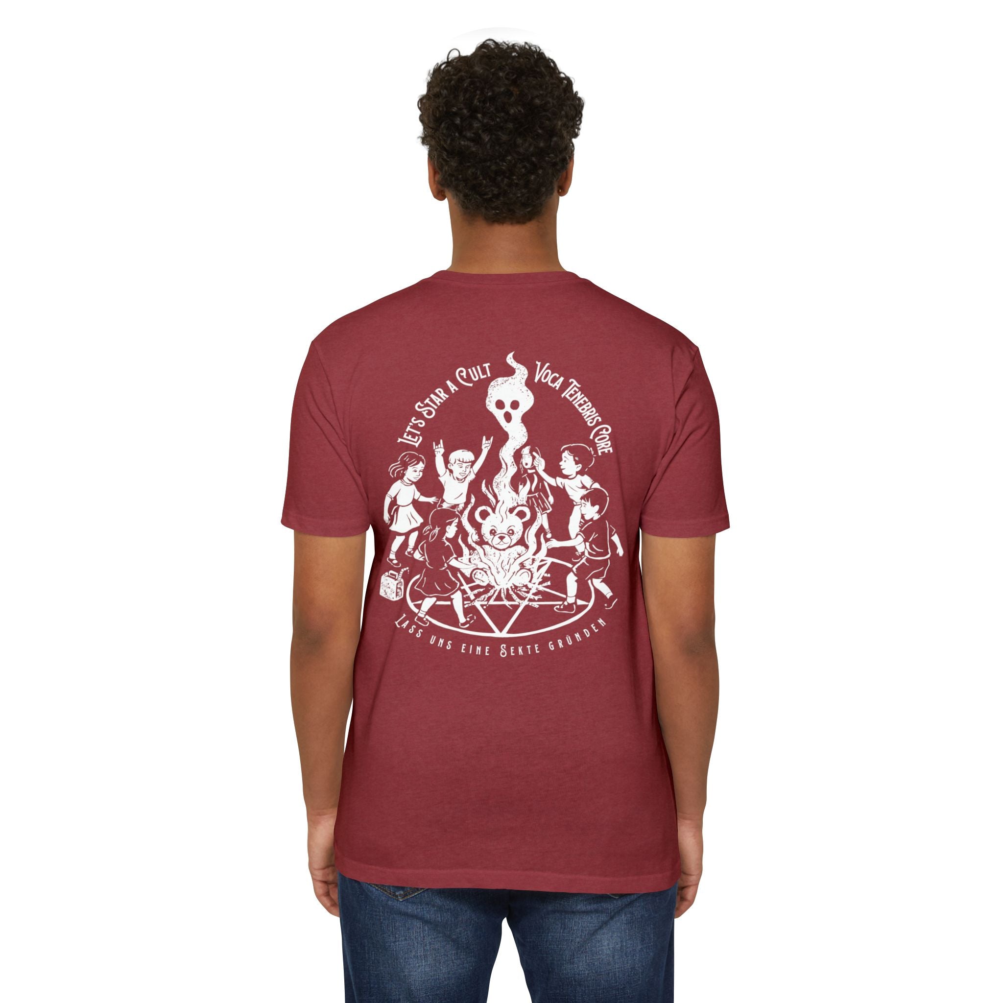 Let's Start A Cult Graphic Tee | Creepy Campfire Occult T-Shirt, Next Level 6210 Fitted Top, Vintage Pastel Grunge, Retro Dark Humor Shirt