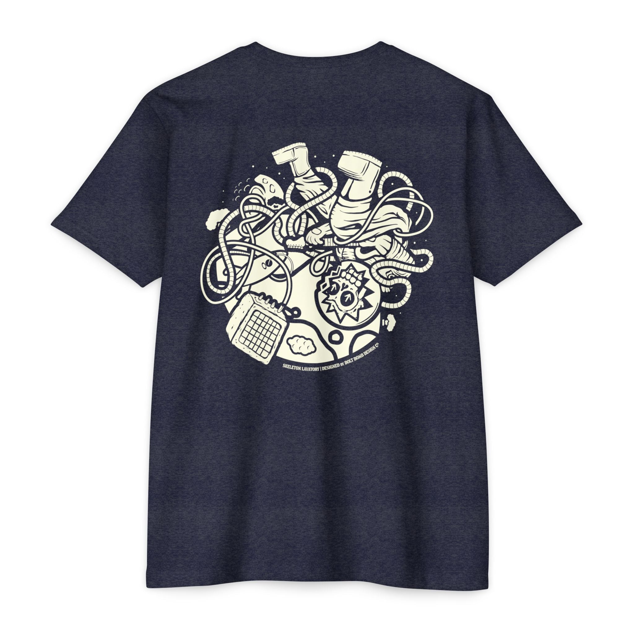 Rock n' Roll Won't Save The World | Retro Space Skeleton Graphic Tee | Next Level 6210 Premium CVC T-Shirt | Spooky Astronaut Aesthetic Heavyweight Streetwear Back Print Top