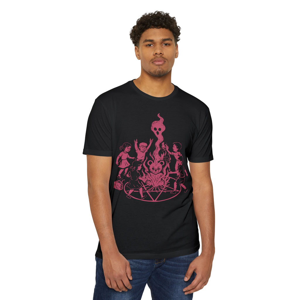 "Let's Start A Cult" Graphic Tee | Creepy Campfire Occult T-Shirt, Next Level 6210 Fitted Top, Vintage Pastel Grunge, Retro Dark Humor Shirt
