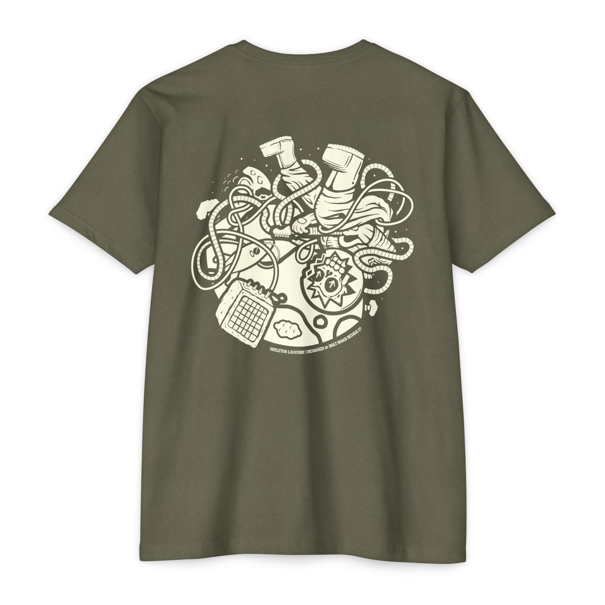 Rock n' Roll Won't Save The World | Retro Space Skeleton Graphic Tee | Next Level 6210 Premium CVC T-Shirt | Spooky Astronaut Aesthetic Heavyweight Streetwear Back Print Top