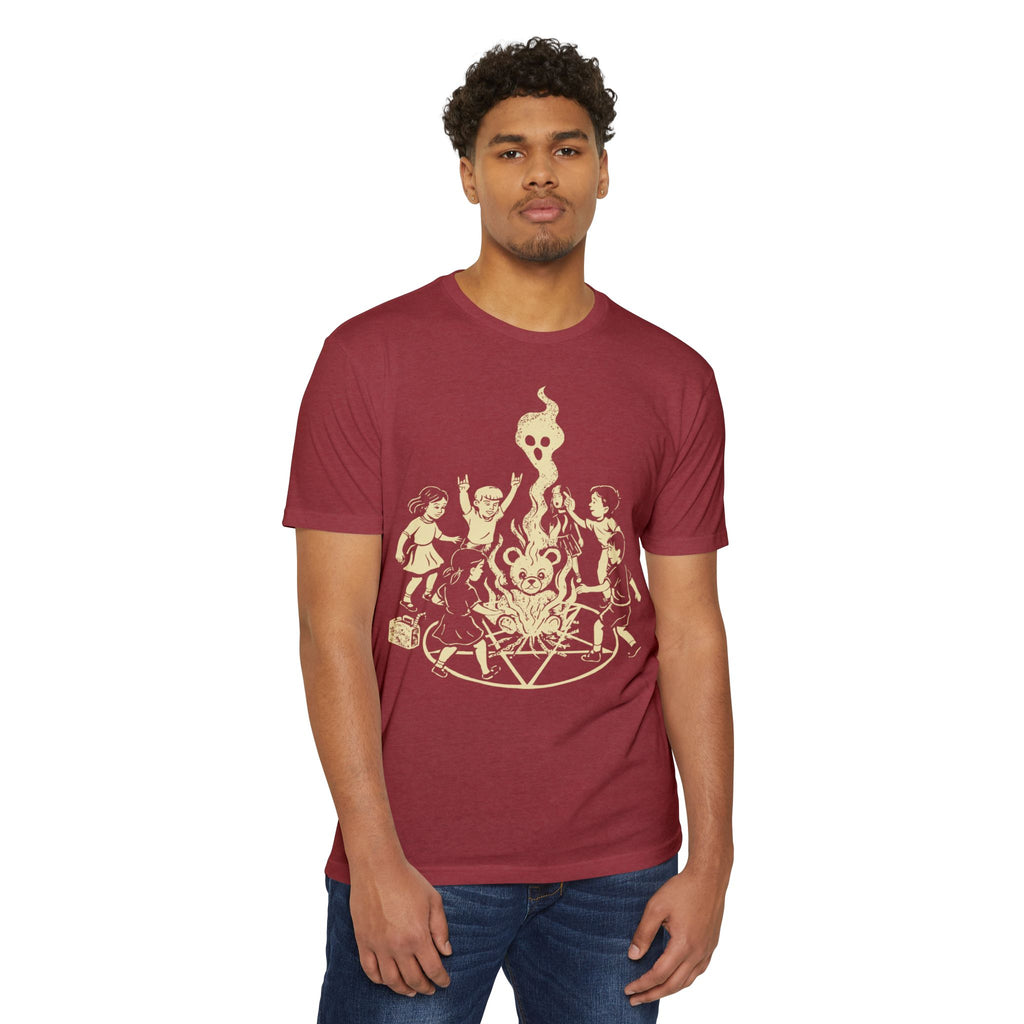 "Let's Start A Cult" Graphic Tee | Creepy Campfire Occult T-Shirt, Next Level 6210 Fitted Top, Vintage Pastel Grunge, Retro Dark Humor Shirt