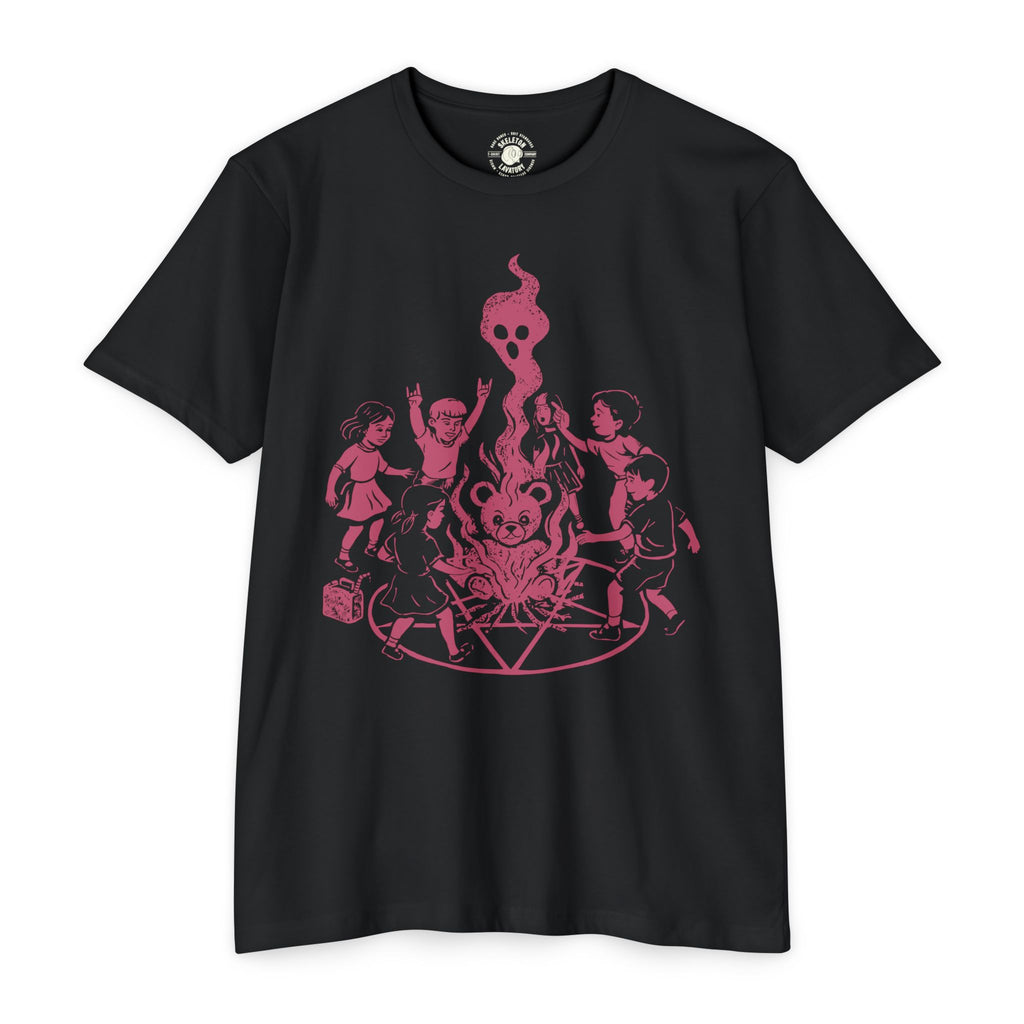 "Let's Start A Cult" Graphic Tee | Creepy Campfire Occult T-Shirt, Next Level 6210 Fitted Top, Vintage Pastel Grunge, Retro Dark Humor Shirt