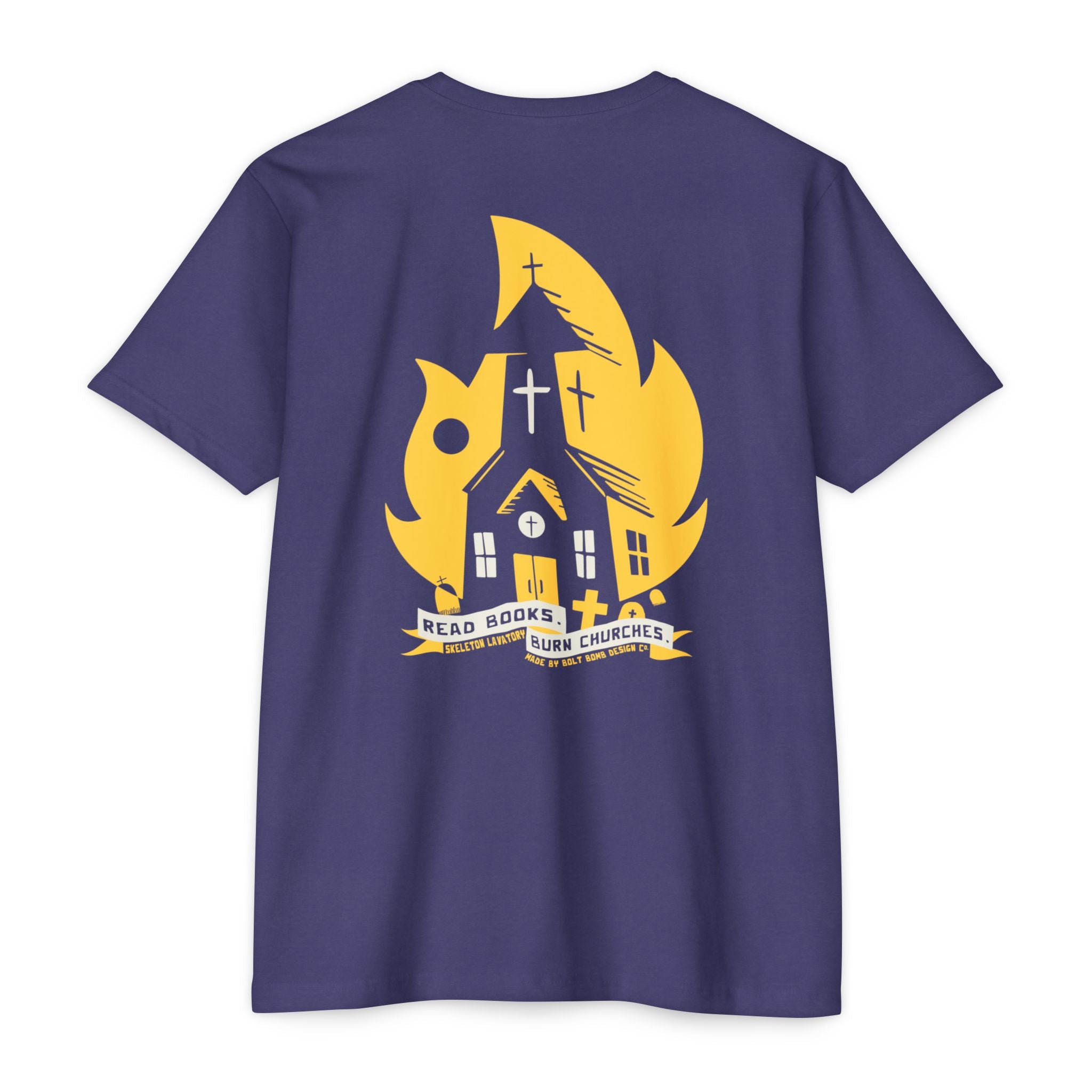 Read Books Burn Churches Graphic Tee | Vintage Metal Burning Church T-Shirt, Next Level 6210 Premium Top, Goth Punk Rock Streetwear