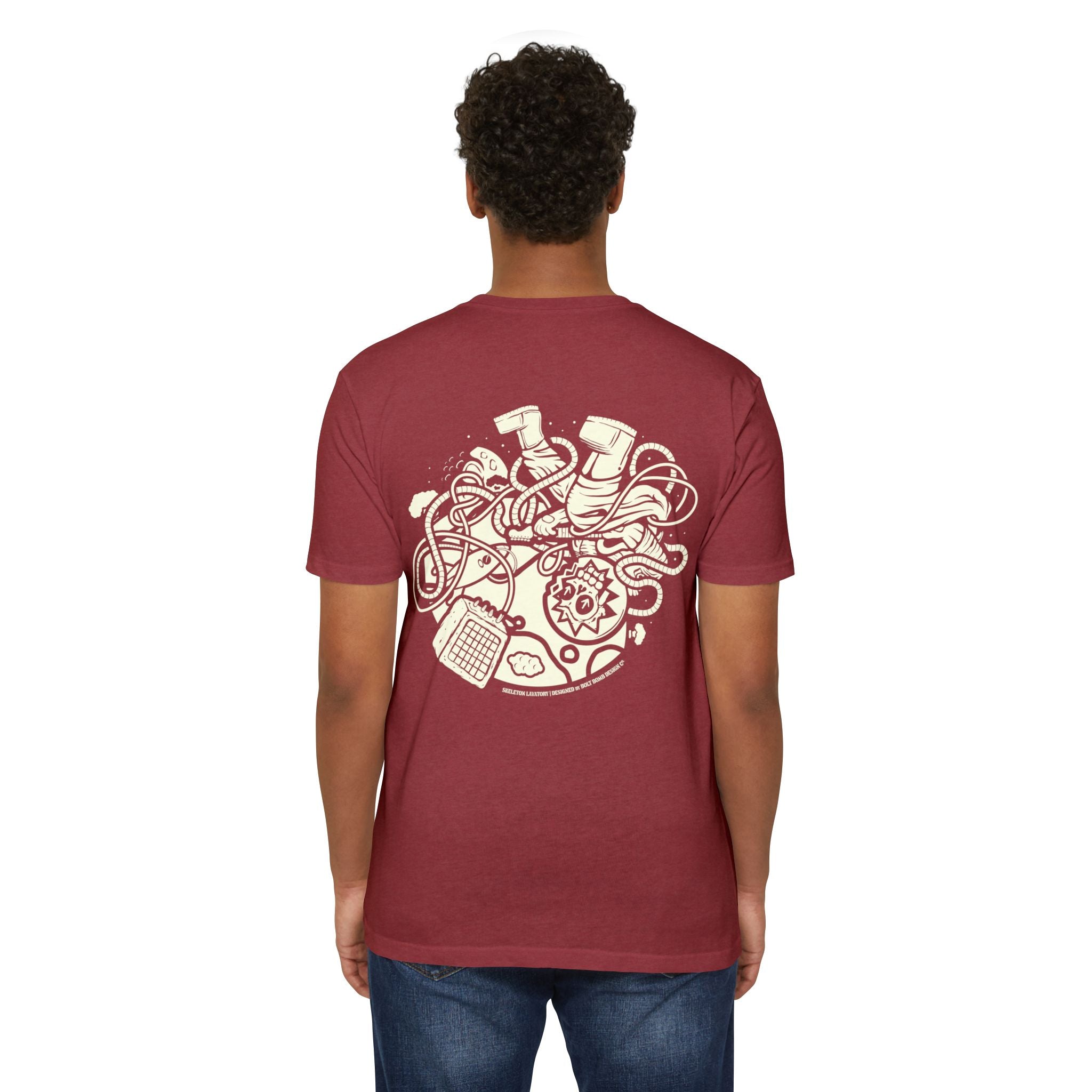 Rock n' Roll Won't Save The World | Retro Space Skeleton Graphic Tee | Next Level 6210 Premium CVC T-Shirt | Spooky Astronaut Aesthetic Heavyweight Streetwear Back Print Top