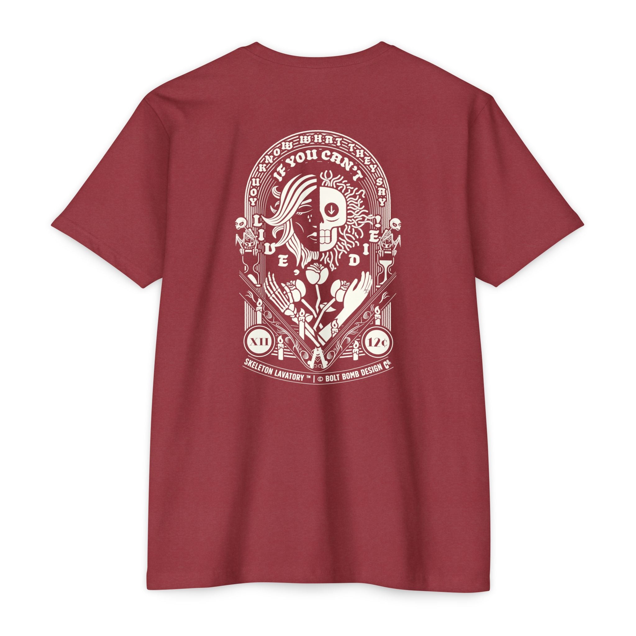 If You Can't Live, Die | Next Level 6210 Premium CVC T-Shirt | Memento Mori Occult Aesthetic Streetwear Back Print Top