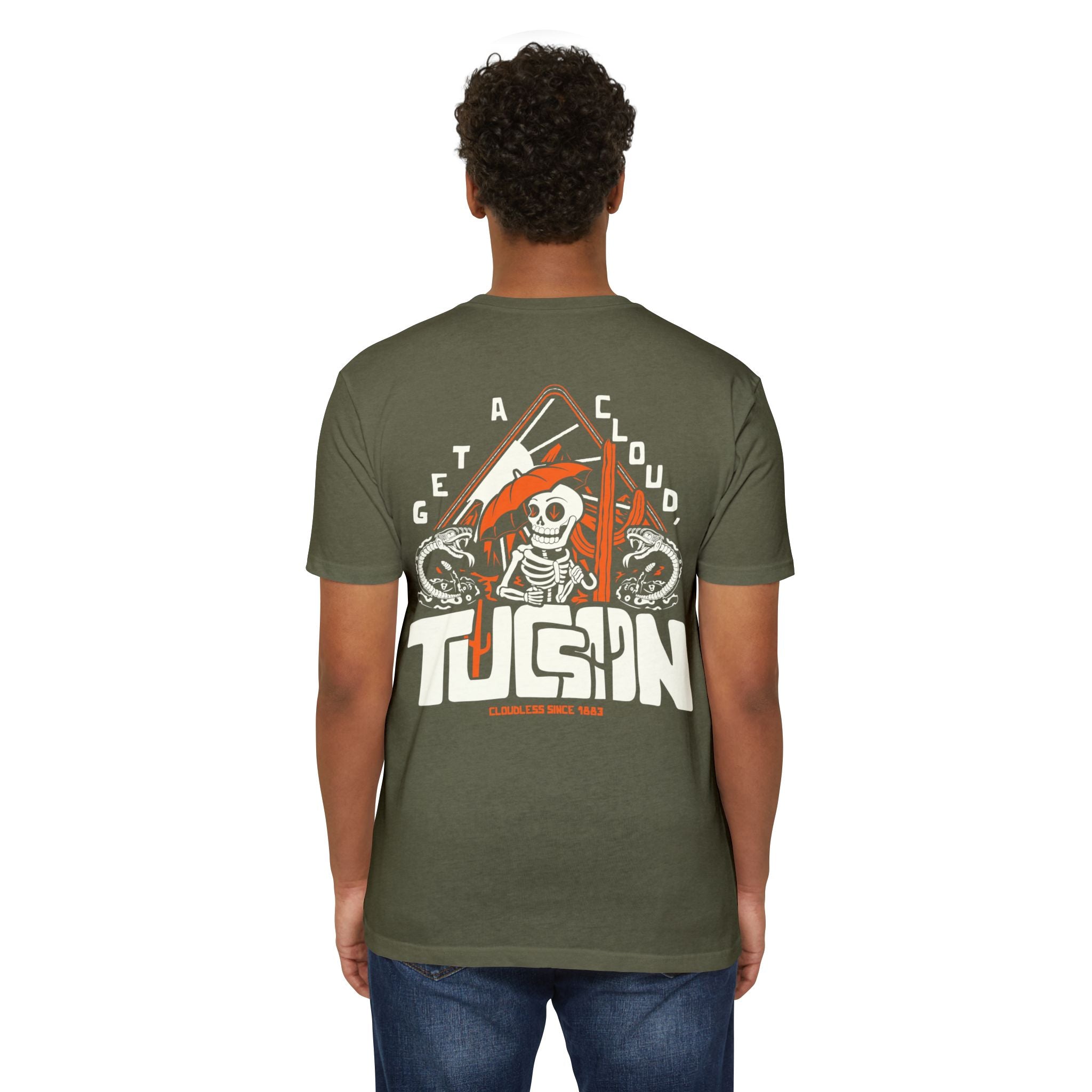 "Get a Cloud, Tucson" Graphic Tee | Retro Desert Rattlesnake T-Shirt, Next Level 6210 Fitted Top, Southwest Souvenir Vintage Grunge Tee