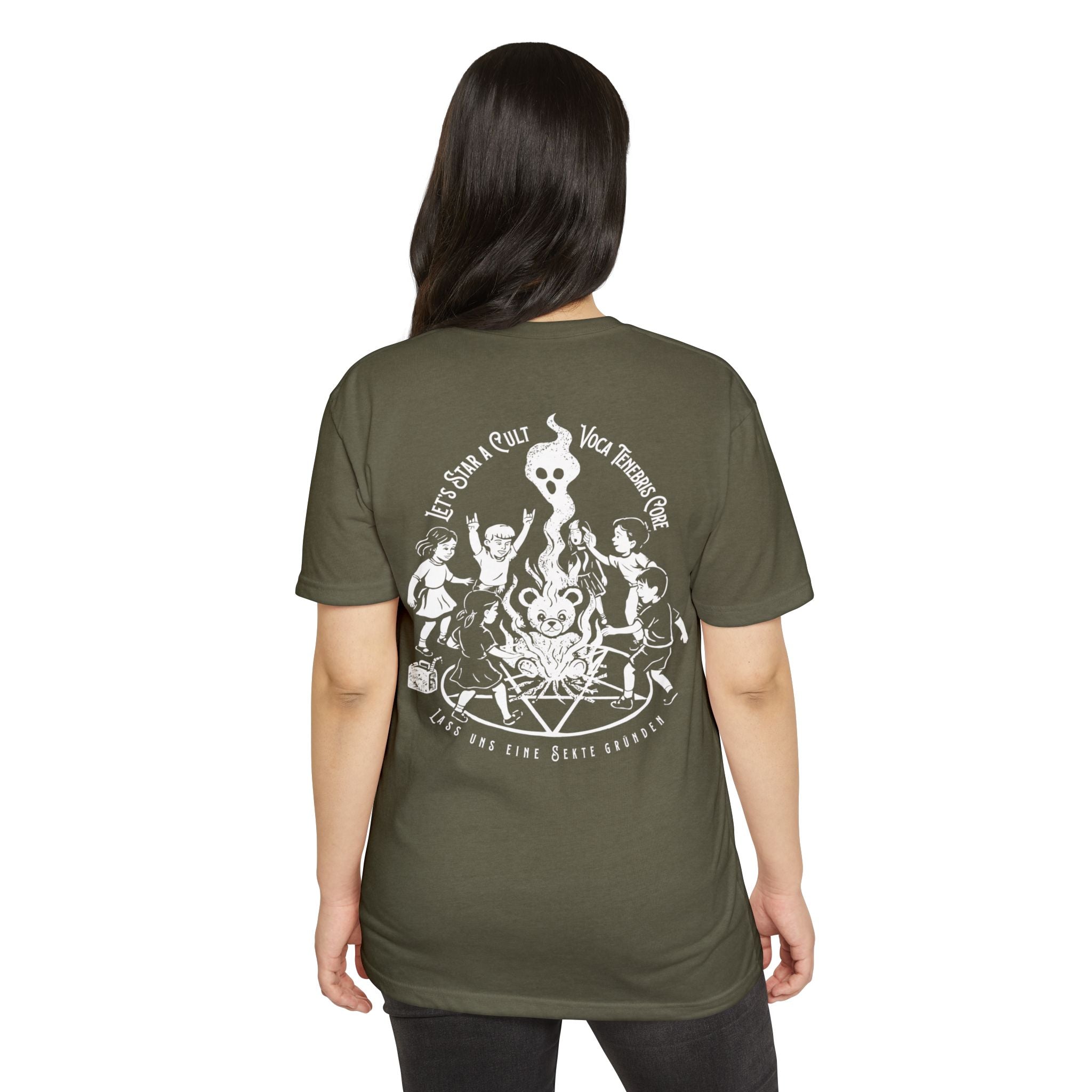 Let's Start A Cult Graphic Tee | Creepy Campfire Occult T-Shirt, Next Level 6210 Fitted Top, Vintage Pastel Grunge, Retro Dark Humor Shirt
