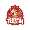"Get A Cloud, Tucson" Arizona Desert Skeleton 5" Vinyl Sticker - Gold on Cardinal Red - Funny Cactus & Rattlesnake Die-Cut Decal