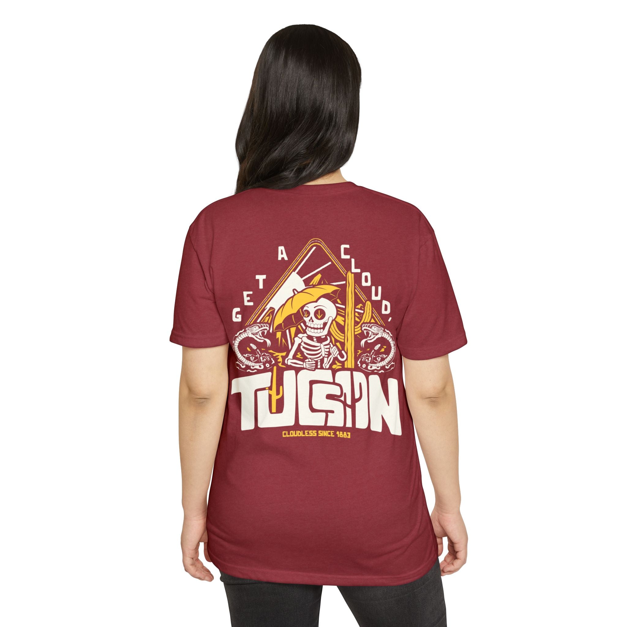 "Get a Cloud, Tucson" Graphic Tee | Retro Desert Rattlesnake T-Shirt, Next Level 6210 Fitted Top, Southwest Souvenir Vintage Grunge Tee