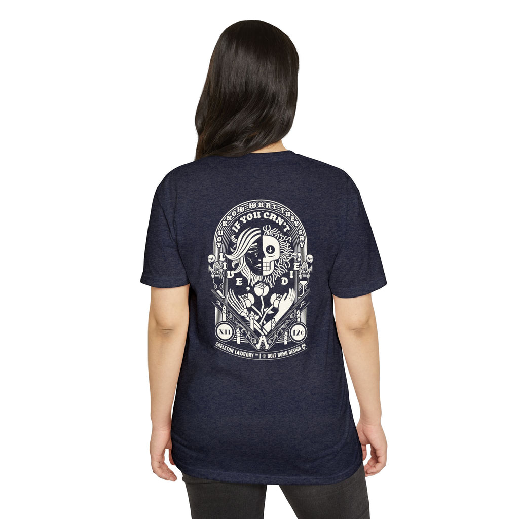 If You Can't Live, Die | Next Level 6210 Premium CVC T-Shirt | Memento Mori Occult Aesthetic Streetwear Back Print Top