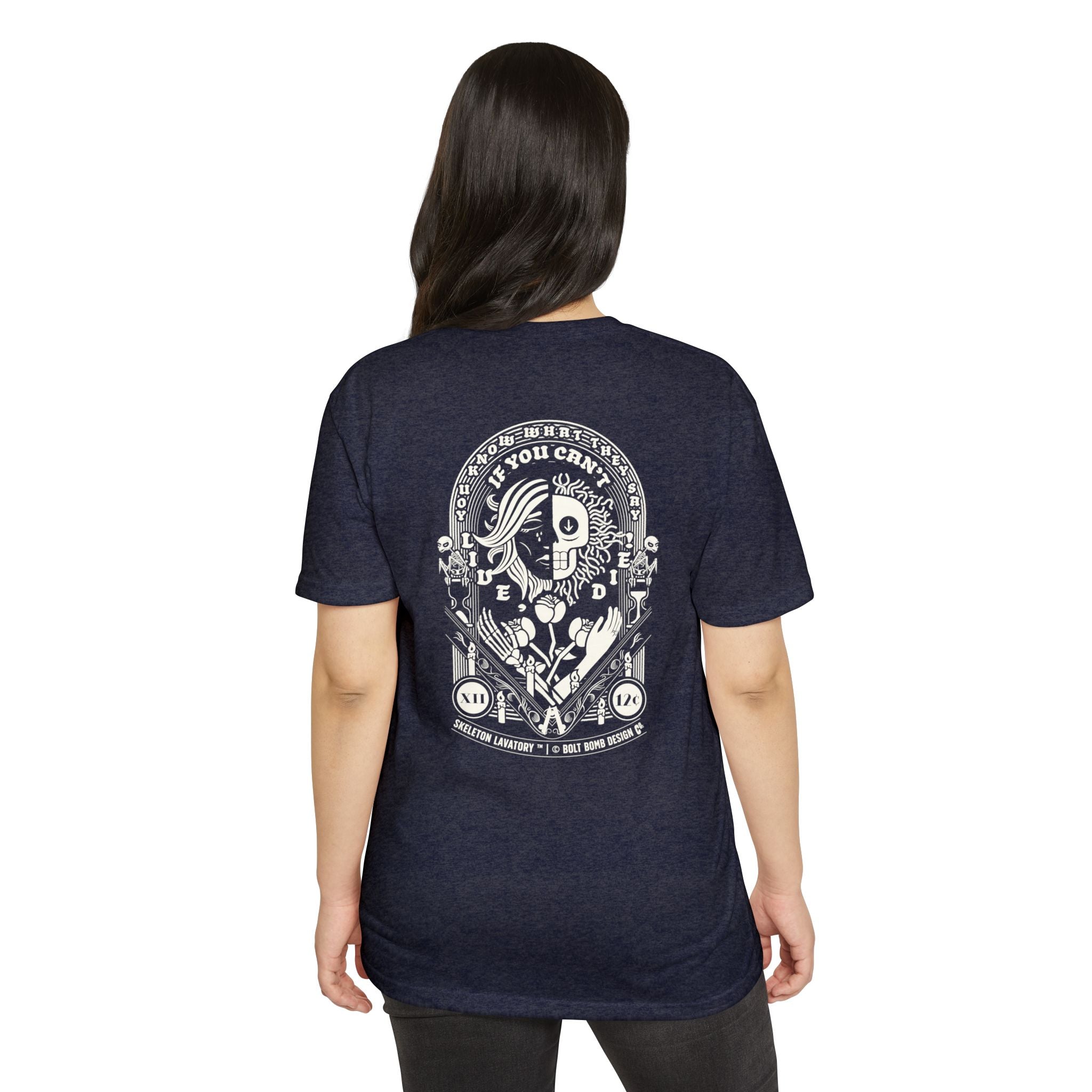 If You Can't Live, Die | Next Level 6210 Premium CVC T-Shirt | Memento Mori Occult Aesthetic Streetwear Back Print Top