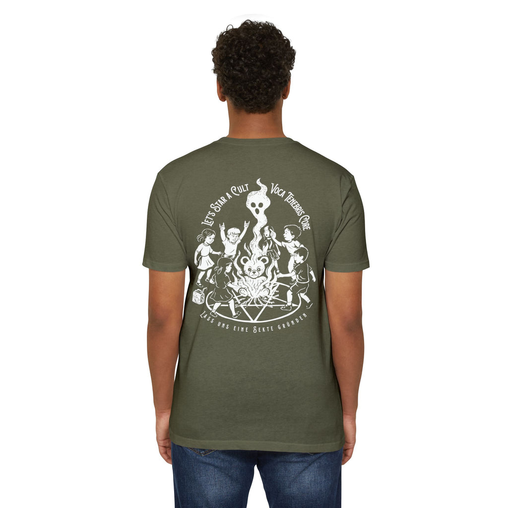 Let's Start A Cult Graphic Tee | Creepy Campfire Occult T-Shirt, Next Level 6210 Fitted Top, Vintage Pastel Grunge, Retro Dark Humor Shirt