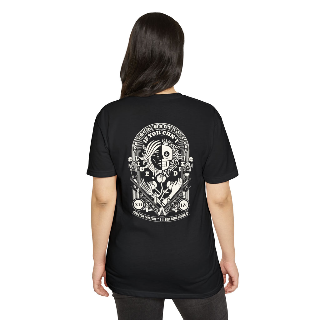 If You Can't Live, Die | Next Level 6210 Premium CVC T-Shirt | Memento Mori Occult Aesthetic Streetwear Back Print Top