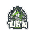 "Get A Cloud" Tucson Arizona Desert Skeleton 5" Vinyl Sticker - Cactus Green on Black - Funny Cactus & Rattlesnake Die-Cut Decal