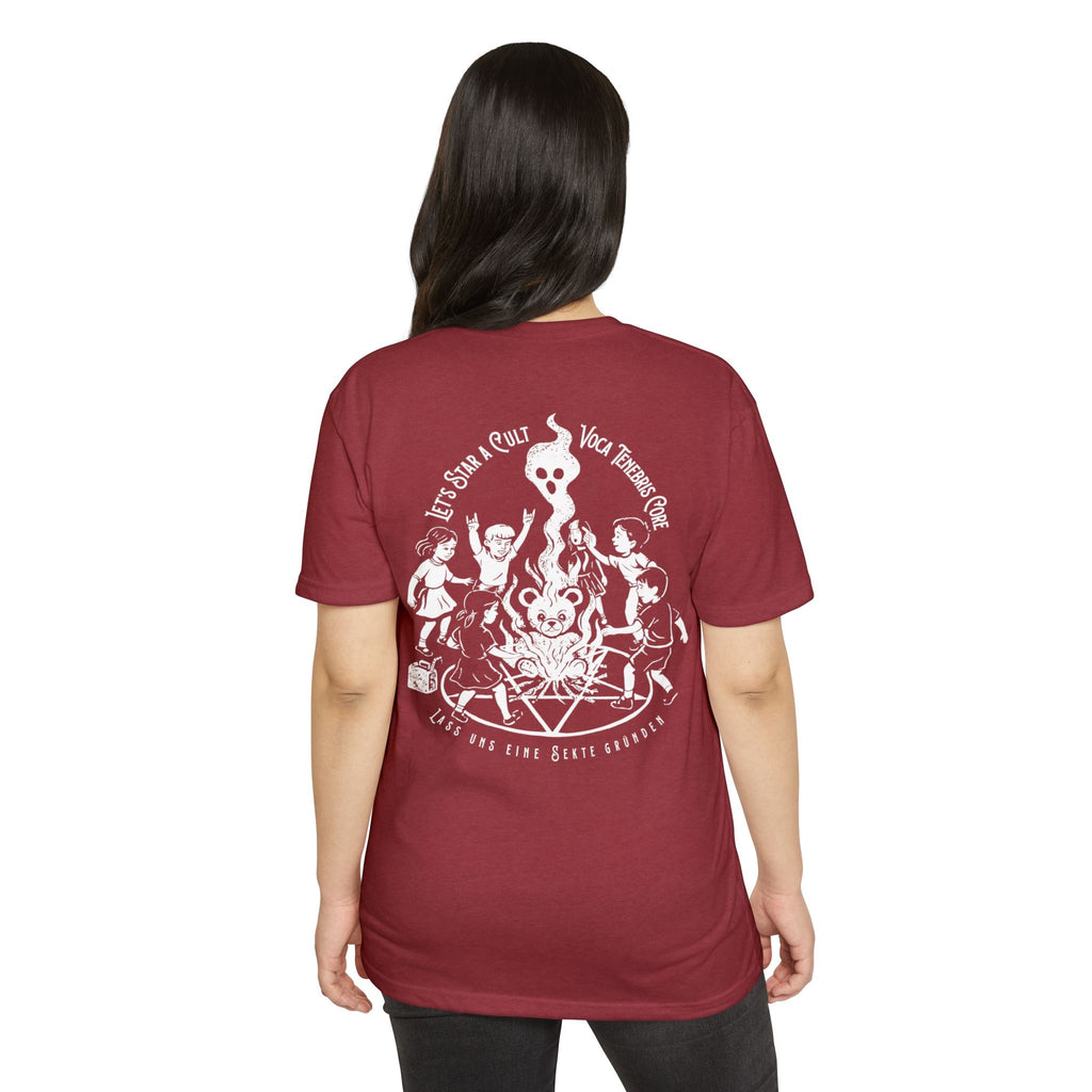 Let's Start A Cult Graphic Tee | Creepy Campfire Occult T-Shirt, Next Level 6210 Fitted Top, Vintage Pastel Grunge, Retro Dark Humor Shirt