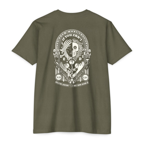 If You Can't Live, Die | Next Level 6210 Premium CVC T-Shirt | Memento Mori Occult Aesthetic Streetwear Back Print Top
