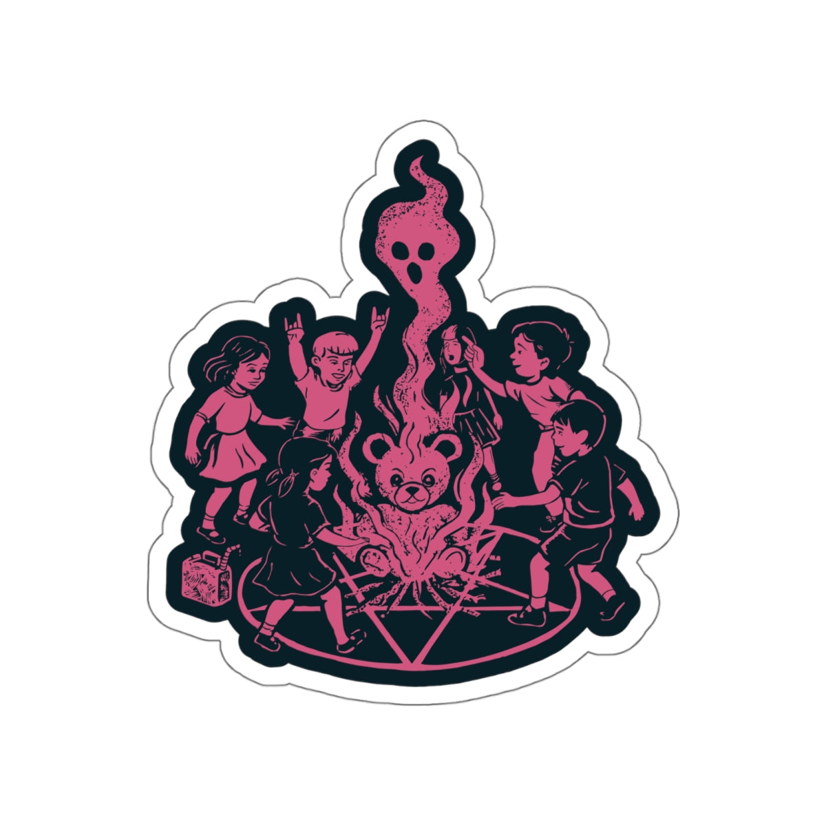 "Let's Start a Cult" Retro Occult Kids Vinyl Sticker - Funny Dark Humor Creepy Cute Ghost Die-Cut Decal