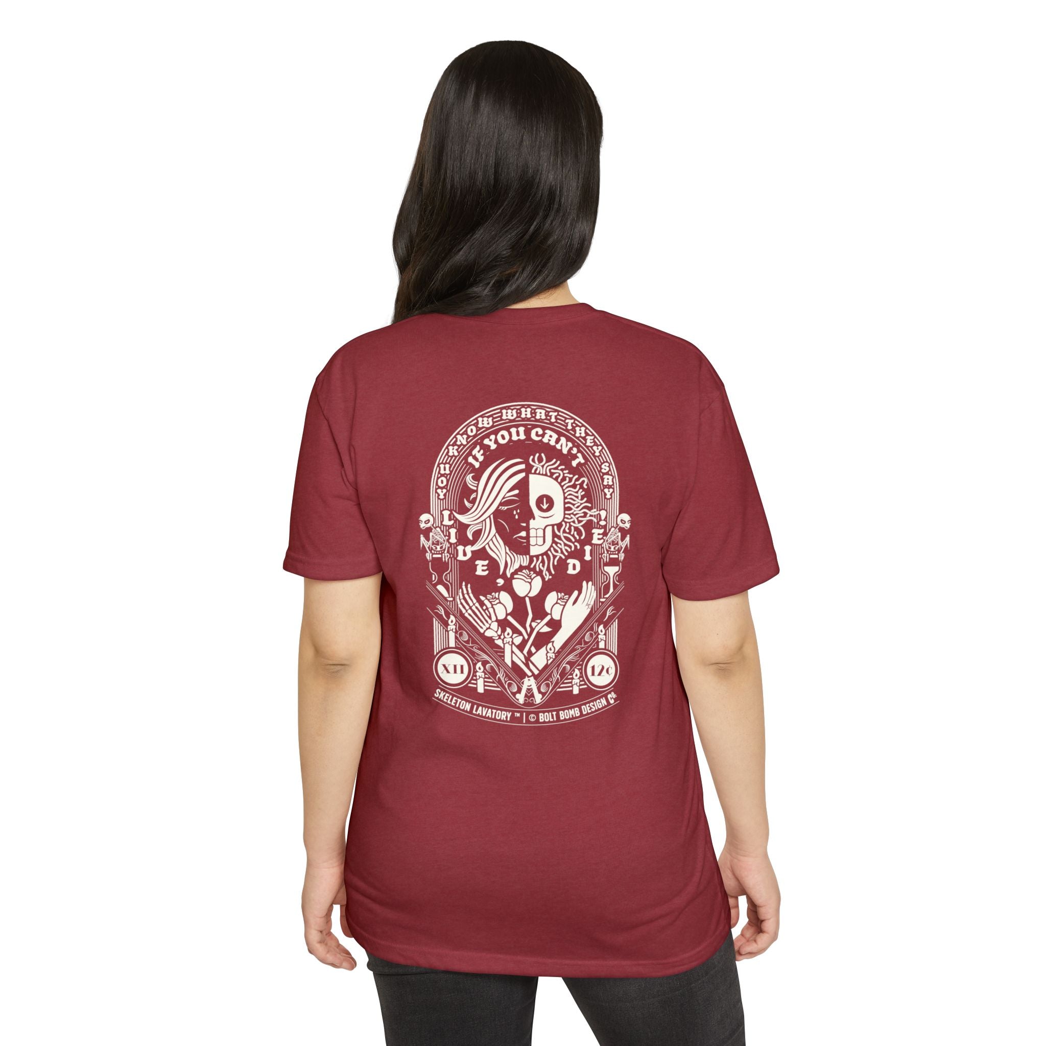 If You Can't Live, Die | Next Level 6210 Premium CVC T-Shirt | Memento Mori Occult Aesthetic Streetwear Back Print Top