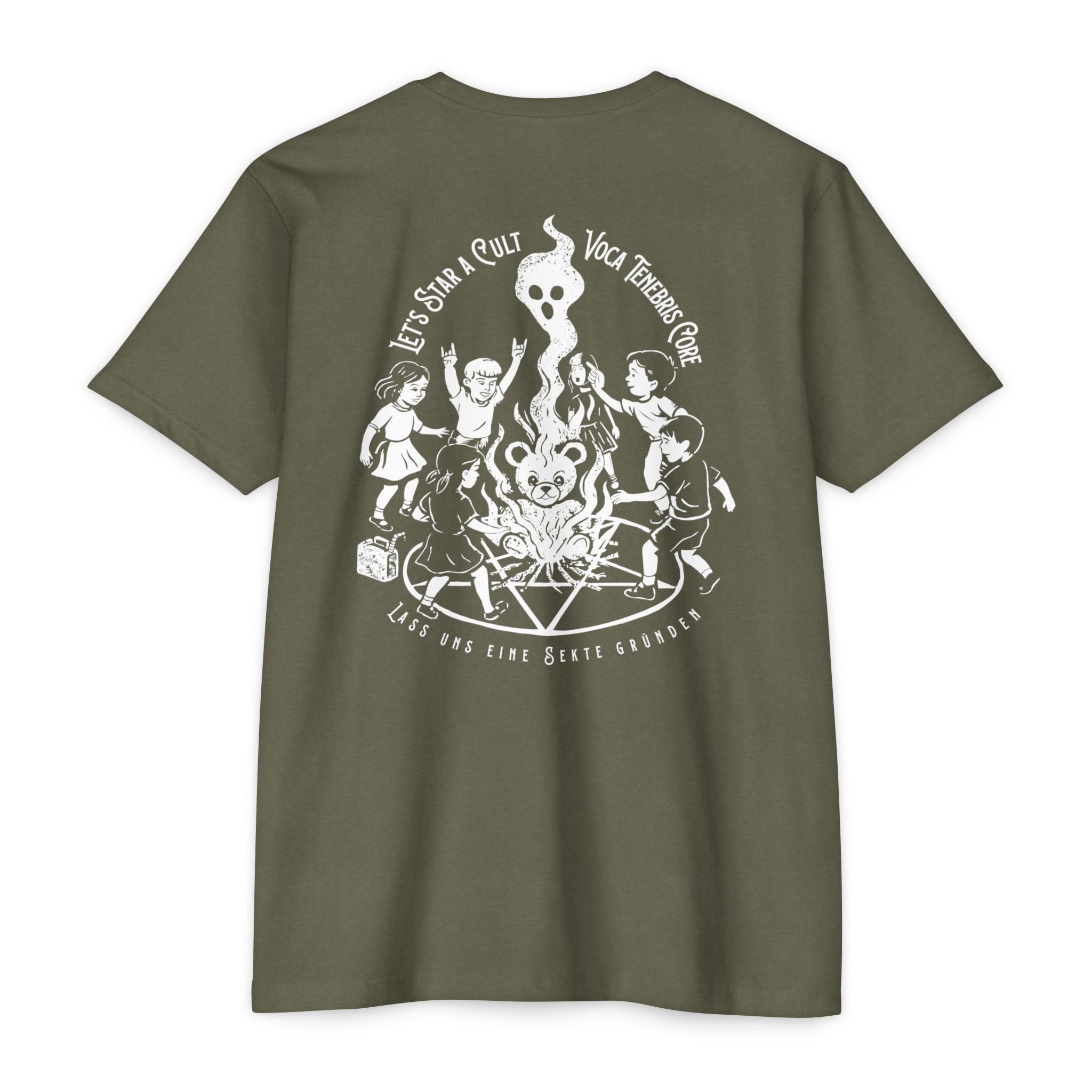 Let's Start A Cult Graphic Tee | Creepy Campfire Occult T-Shirt, Next Level 6210 Fitted Top, Vintage Pastel Grunge, Retro Dark Humor Shirt