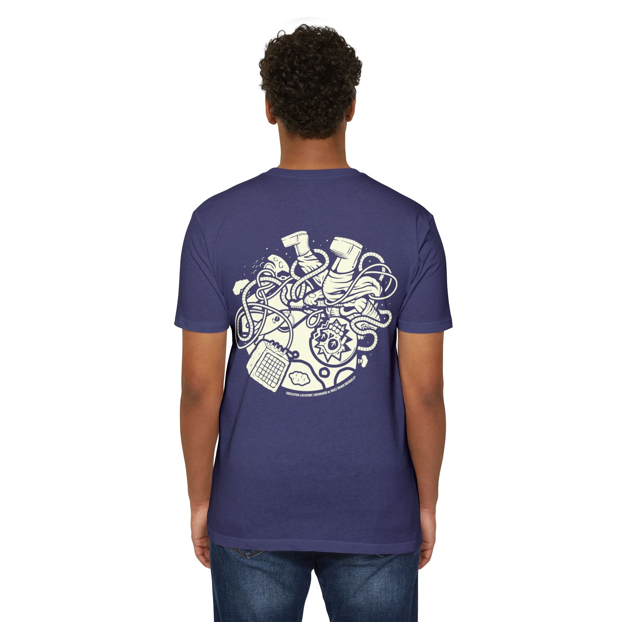 Rock n' Roll Won't Save The World | Retro Space Skeleton Graphic Tee | Next Level 6210 Premium CVC T-Shirt | Spooky Astronaut Aesthetic Heavyweight Streetwear Back Print Top
