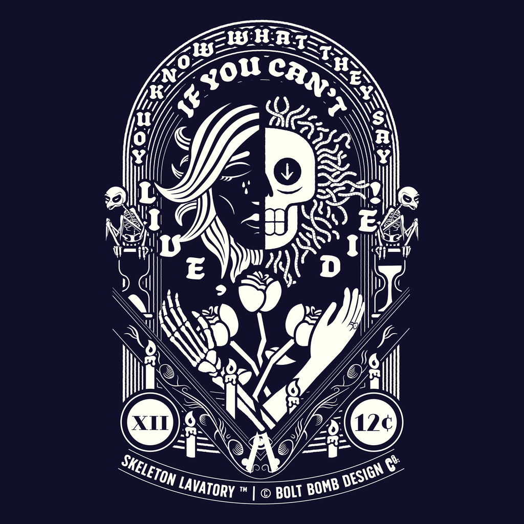 If You Can't Live, Die | Next Level 6210 Premium CVC T-Shirt | Memento Mori Occult Aesthetic Streetwear Back Print Top