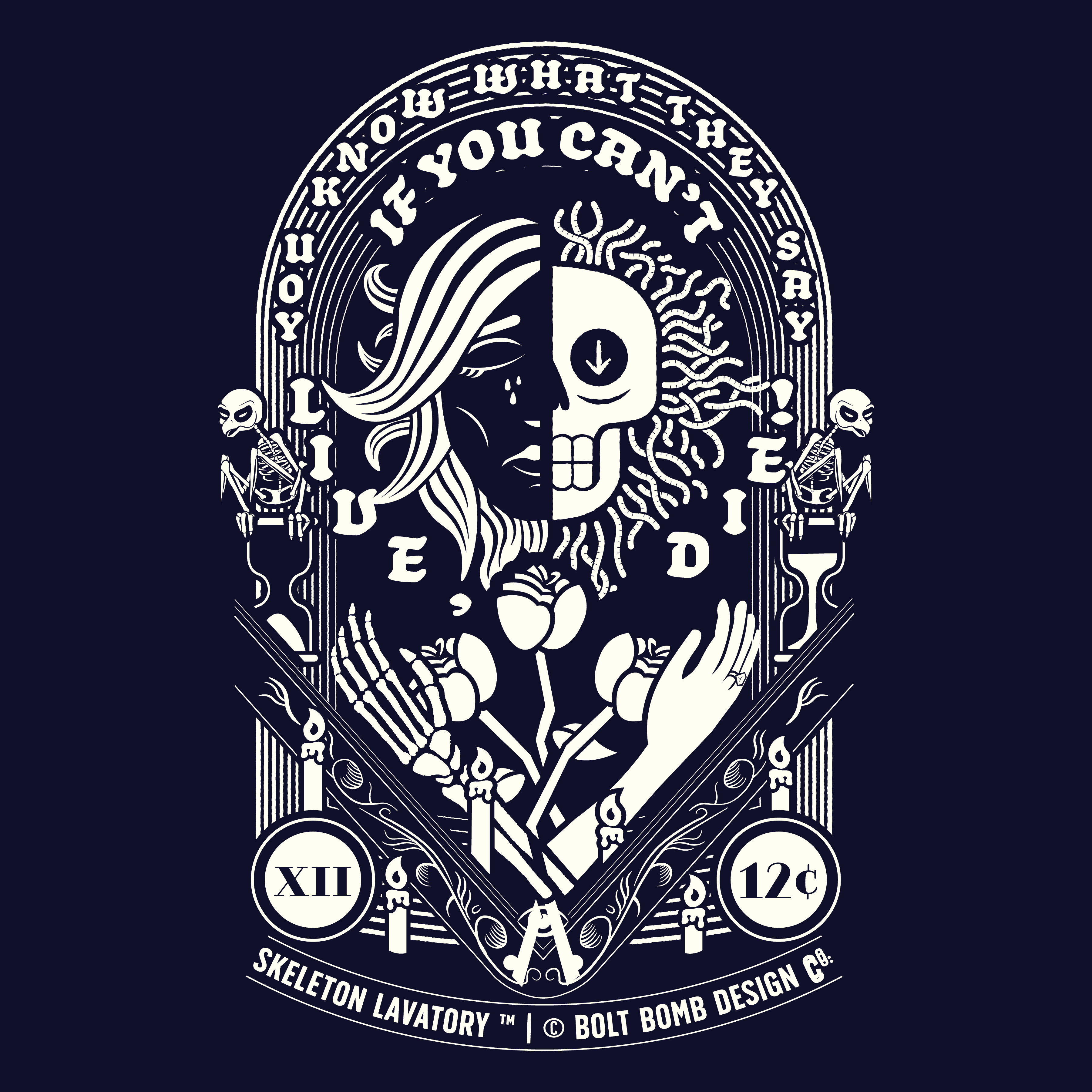 If You Can't Live, Die | Next Level 6210 Premium CVC T-Shirt | Memento Mori Occult Aesthetic Streetwear Back Print Top