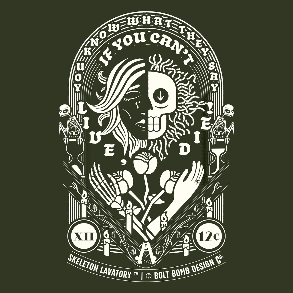If You Can't Live, Die | Next Level 6210 Premium CVC T-Shirt | Memento Mori Occult Aesthetic Streetwear Back Print Top