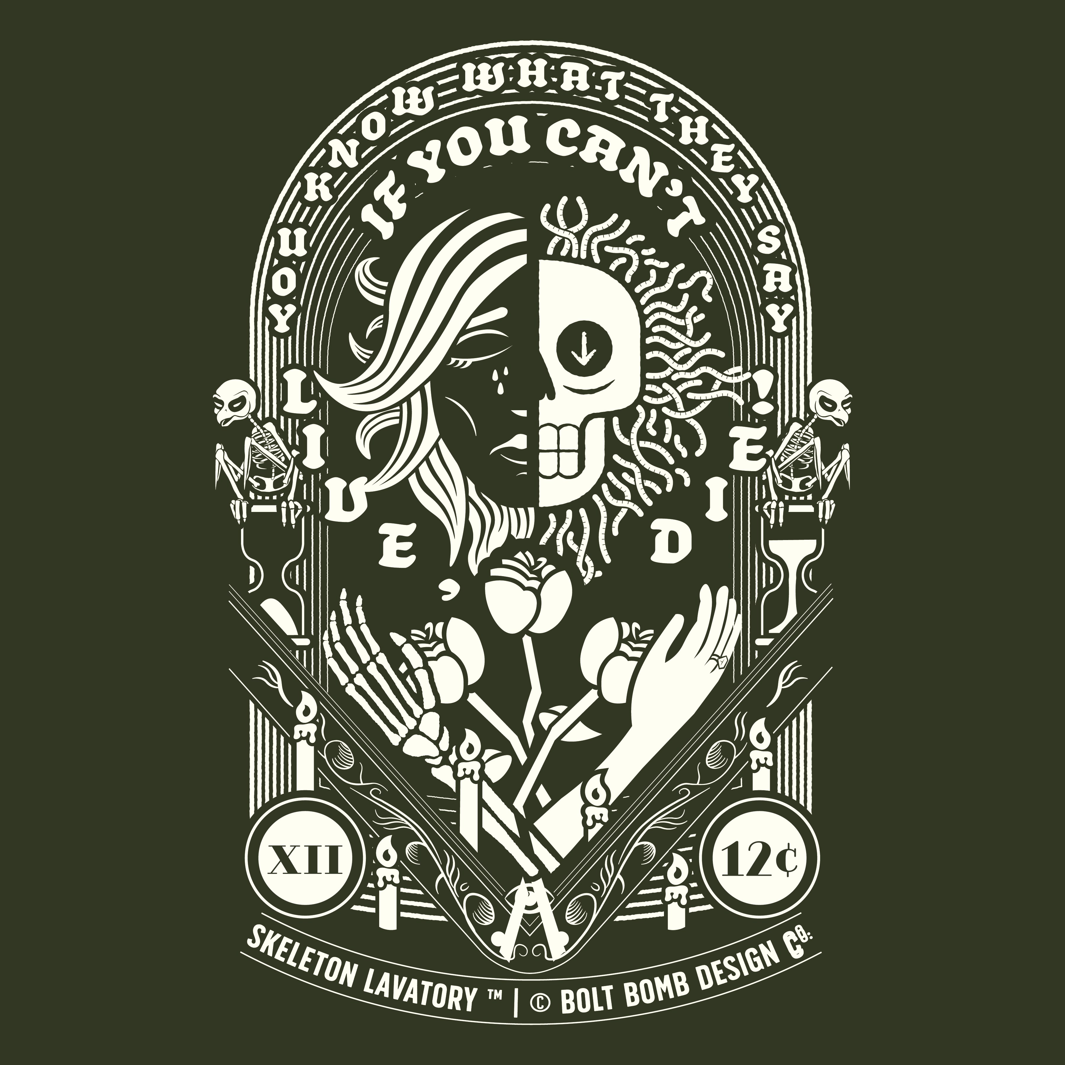 If You Can't Live, Die | Next Level 6210 Premium CVC T-Shirt | Memento Mori Occult Aesthetic Streetwear Back Print Top