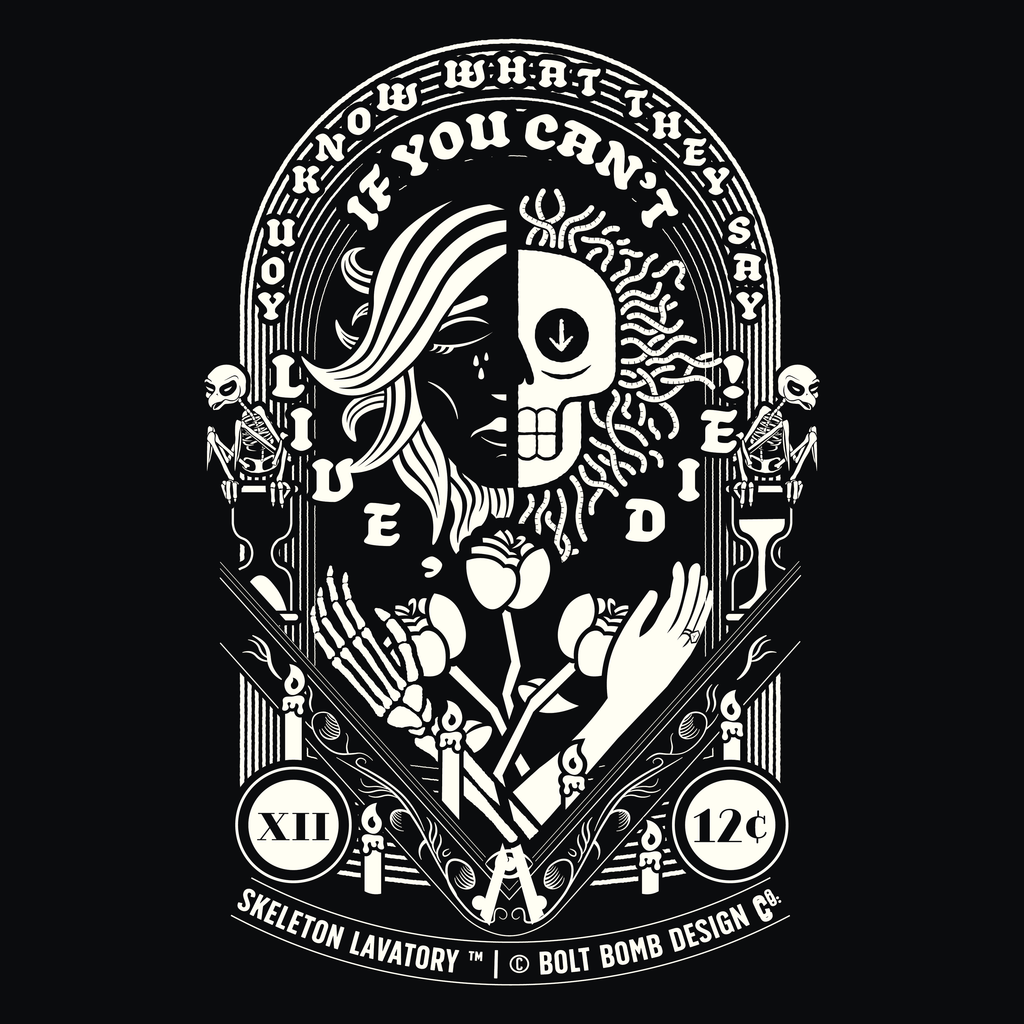 If You Can't Live, Die | Next Level 6210 Premium CVC T-Shirt | Memento Mori Occult Aesthetic Streetwear Back Print Top