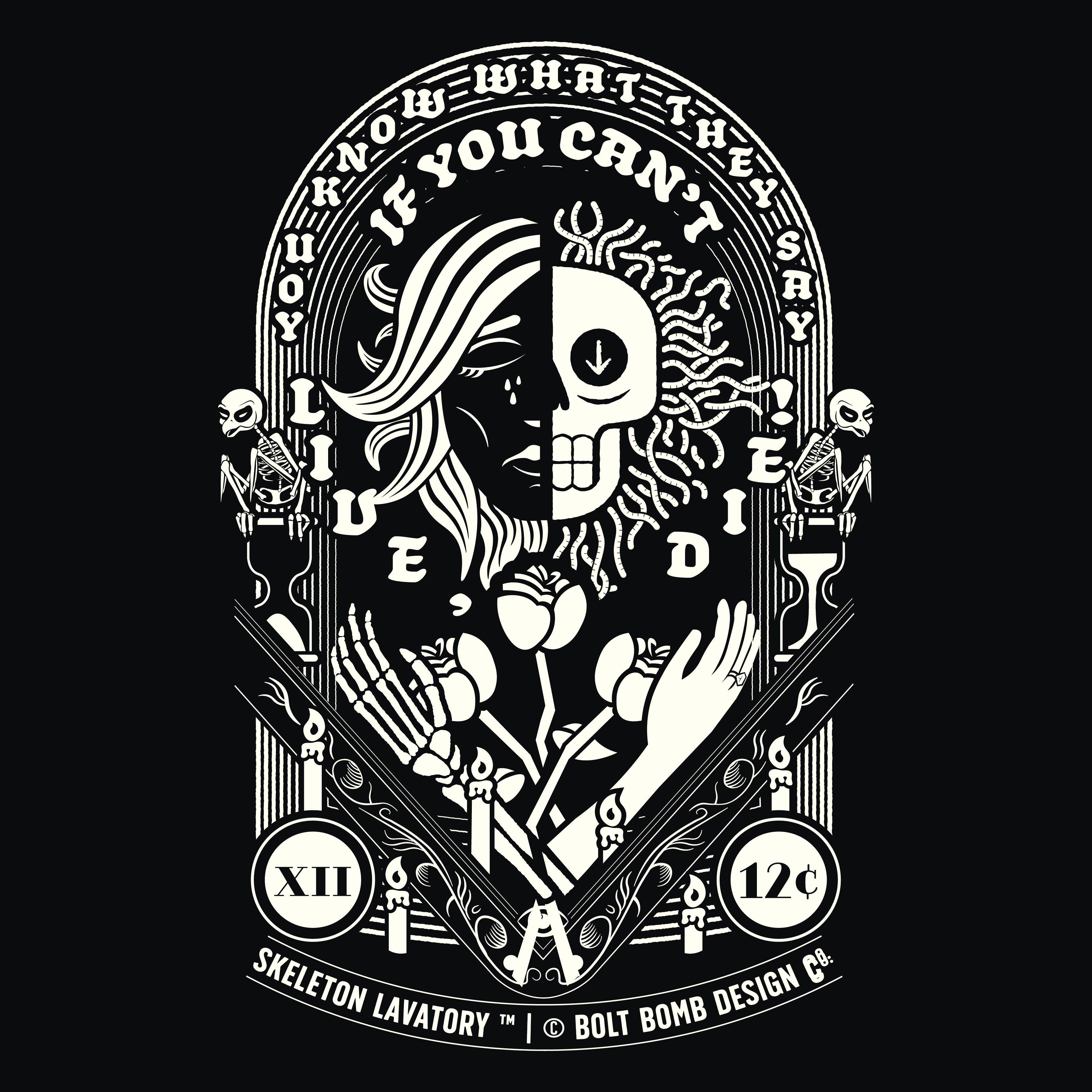 If You Can't Live, Die | Next Level 6210 Premium CVC T-Shirt | Memento Mori Occult Aesthetic Streetwear Back Print Top