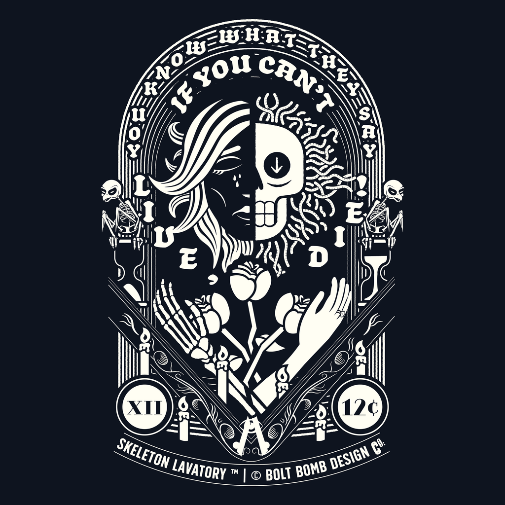 If You Can't Live, Die | Next Level 6210 Premium CVC T-Shirt | Memento Mori Occult Aesthetic Streetwear Back Print Top
