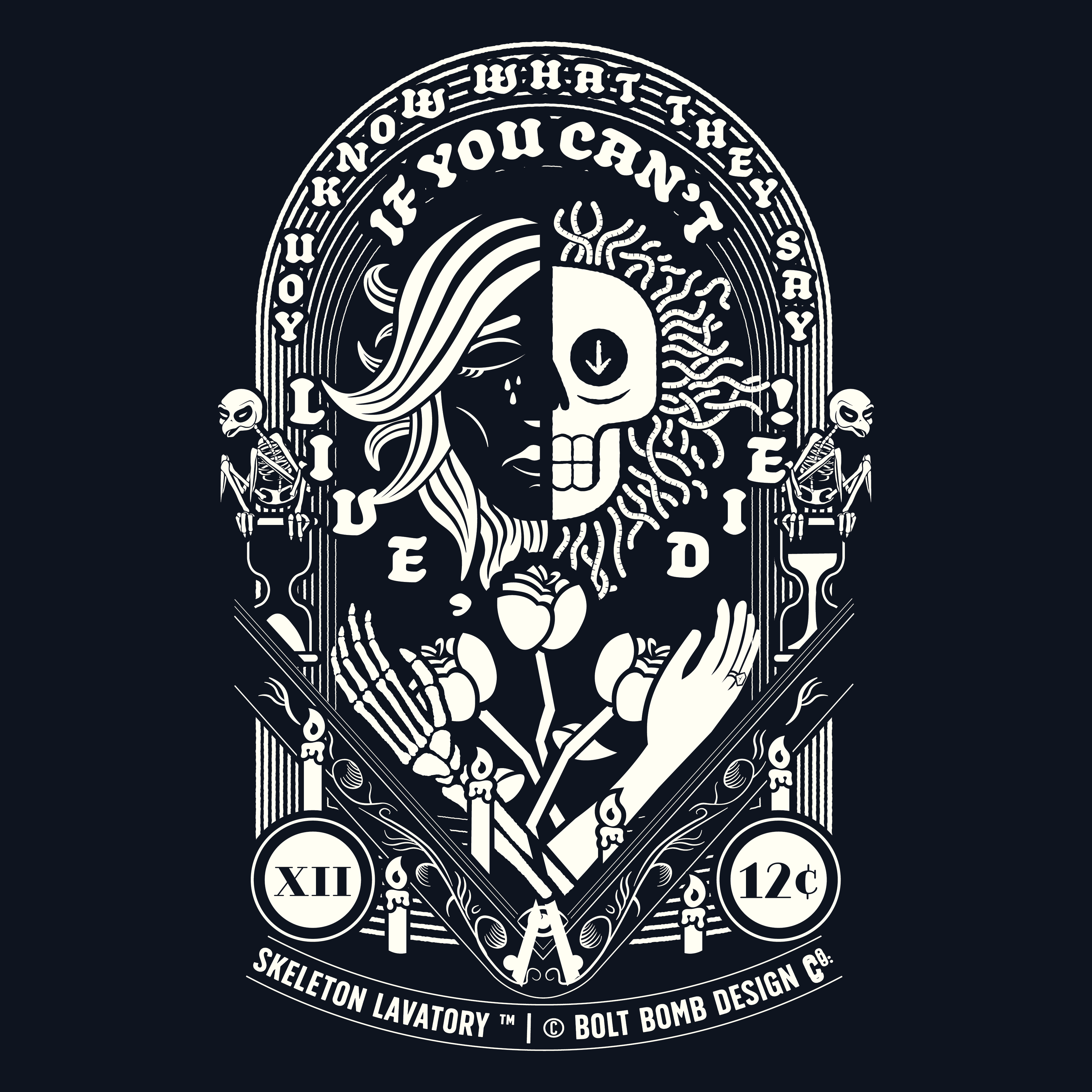 If You Can't Live, Die | Next Level 6210 Premium CVC T-Shirt | Memento Mori Occult Aesthetic Streetwear Back Print Top