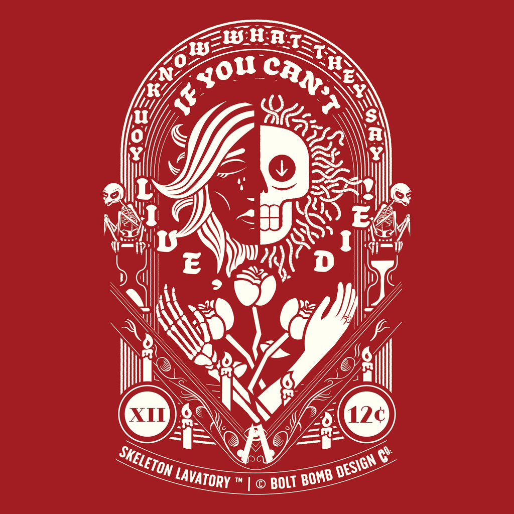 If You Can't Live, Die | Next Level 6210 Premium CVC T-Shirt | Memento Mori Occult Aesthetic Streetwear Back Print Top