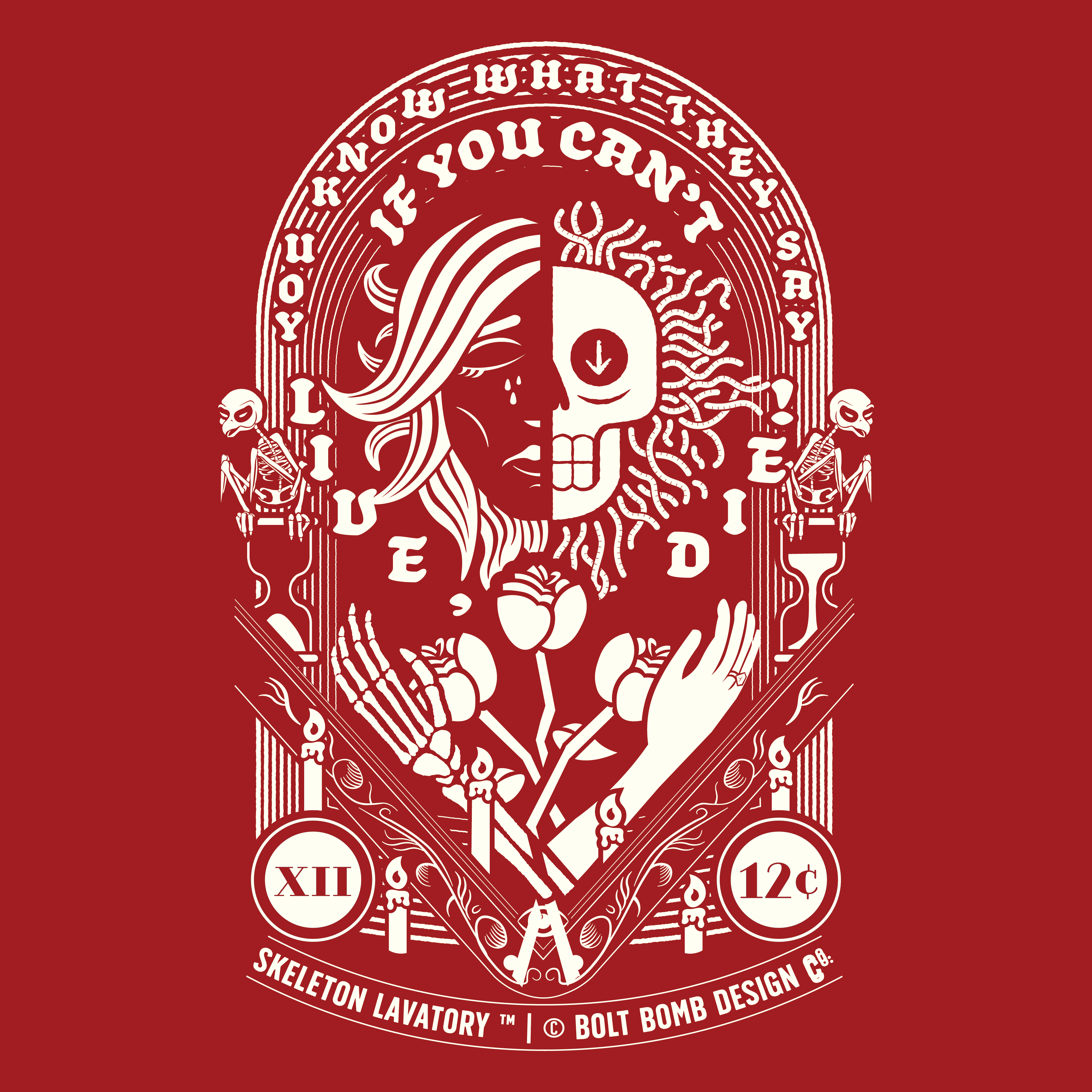 If You Can't Live, Die | Next Level 6210 Premium CVC T-Shirt | Memento Mori Occult Aesthetic Streetwear Back Print Top