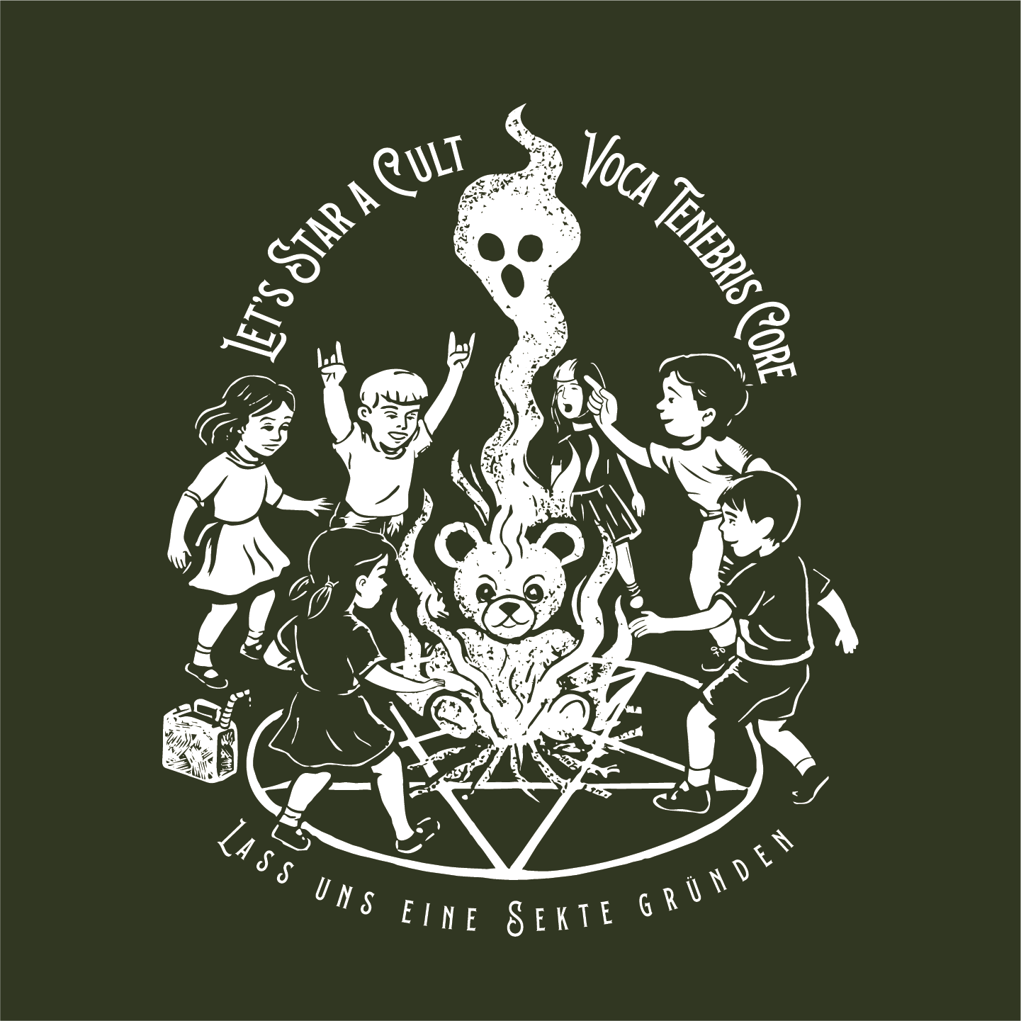 Let's Start A Cult Graphic Tee | Creepy Campfire Occult T-Shirt, Next Level 6210 Fitted Top, Vintage Pastel Grunge, Retro Dark Humor Shirt