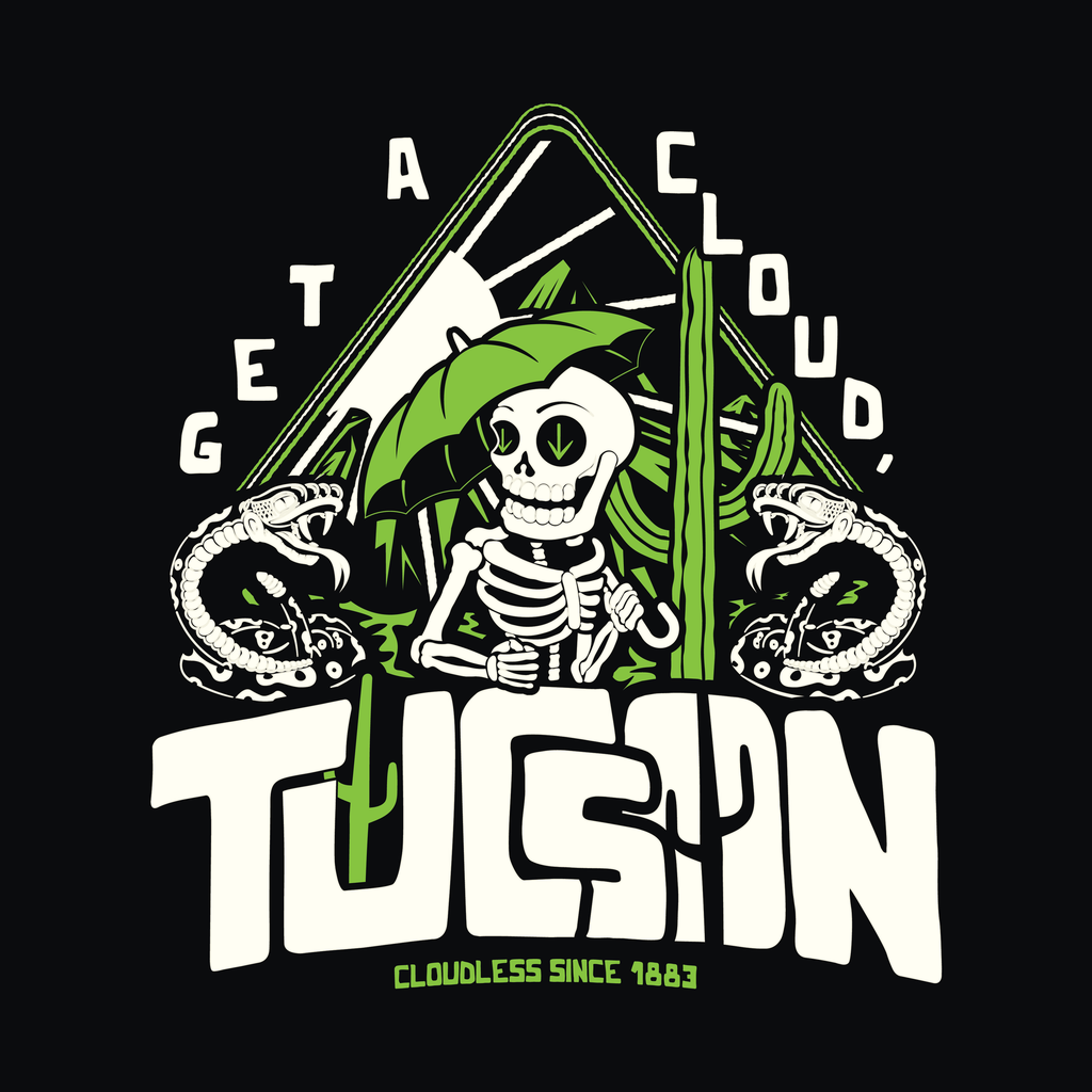 "Get a Cloud, Tucson" Graphic Tee | Retro Desert Rattlesnake T-Shirt, Next Level 6210 Fitted Top, Southwest Souvenir Vintage Grunge Tee
