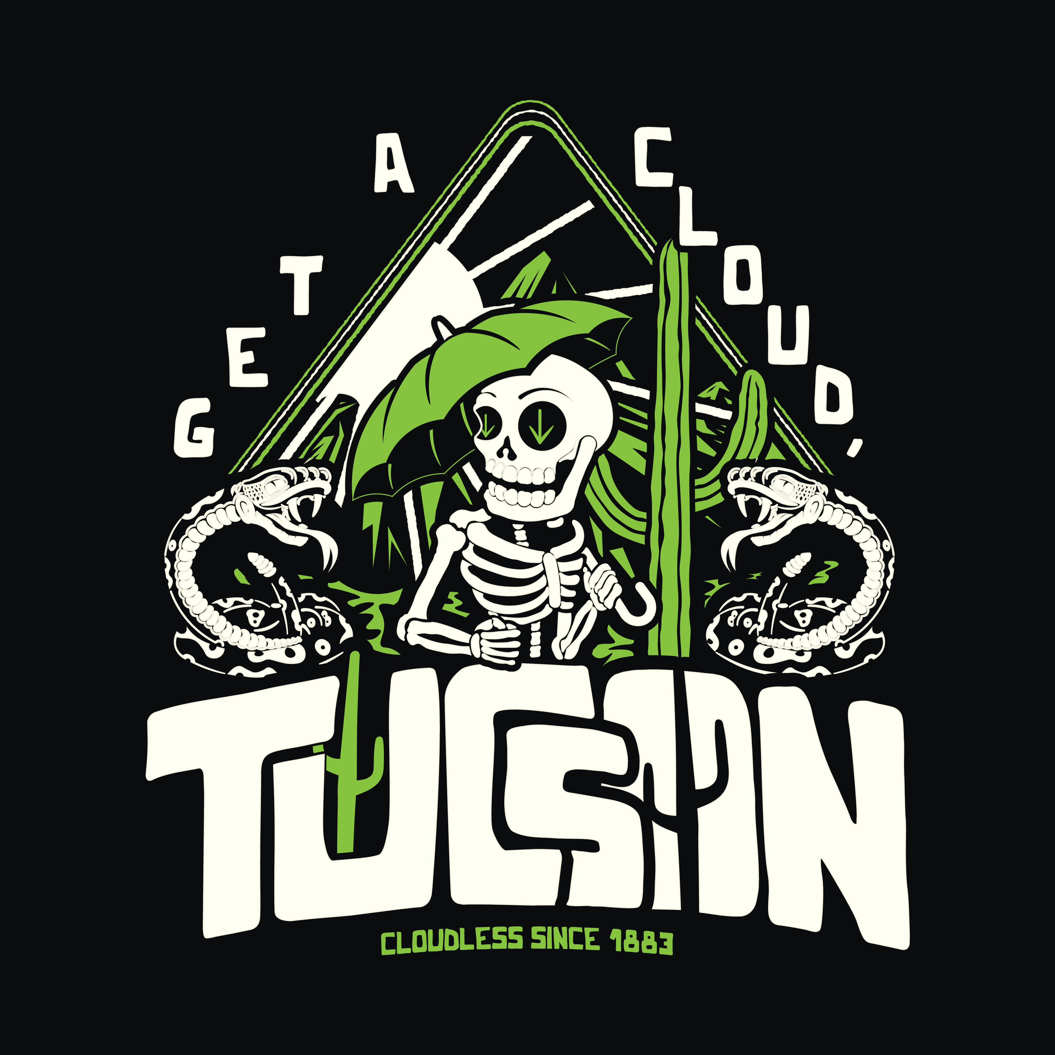 "Get a Cloud, Tucson" Graphic Tee | Retro Desert Rattlesnake T-Shirt, Next Level 6210 Fitted Top, Southwest Souvenir Vintage Grunge Tee