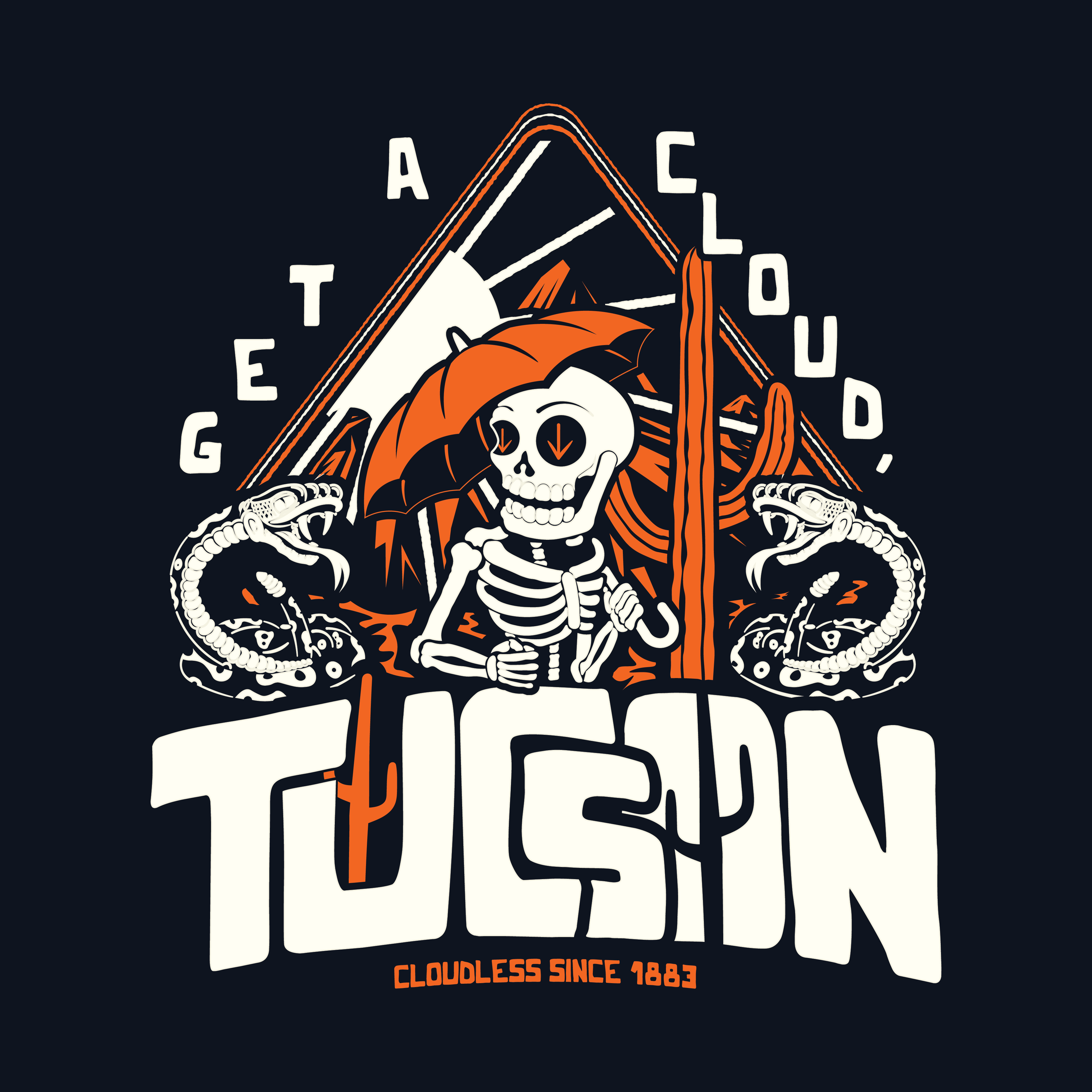 "Get a Cloud, Tucson" Graphic Tee | Retro Desert Rattlesnake T-Shirt, Next Level 6210 Fitted Top, Southwest Souvenir Vintage Grunge Tee
