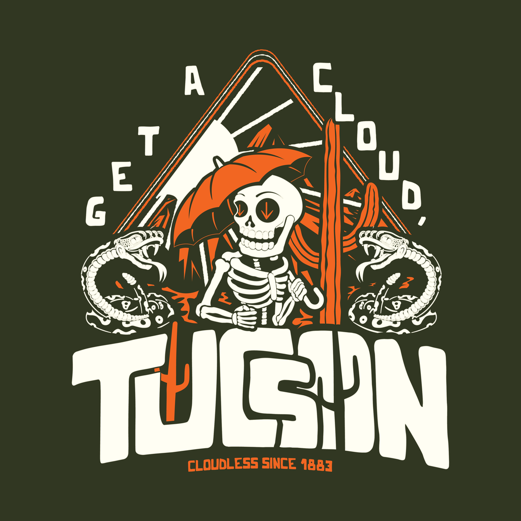 "Get a Cloud, Tucson" Graphic Tee | Retro Desert Rattlesnake T-Shirt, Next Level 6210 Fitted Top, Southwest Souvenir Vintage Grunge Tee