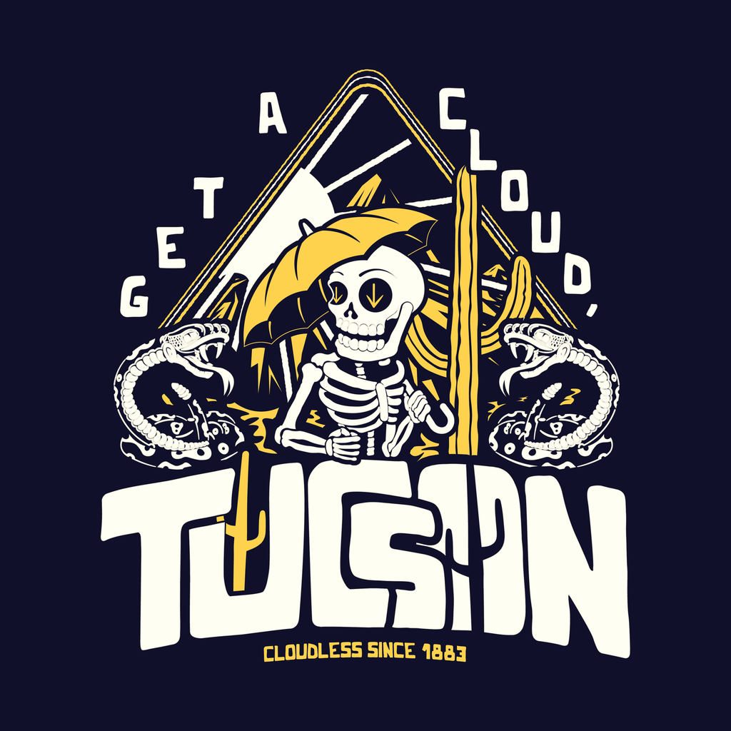 "Get a Cloud, Tucson" Graphic Tee | Retro Desert Rattlesnake T-Shirt, Next Level 6210 Fitted Top, Southwest Souvenir Vintage Grunge Tee