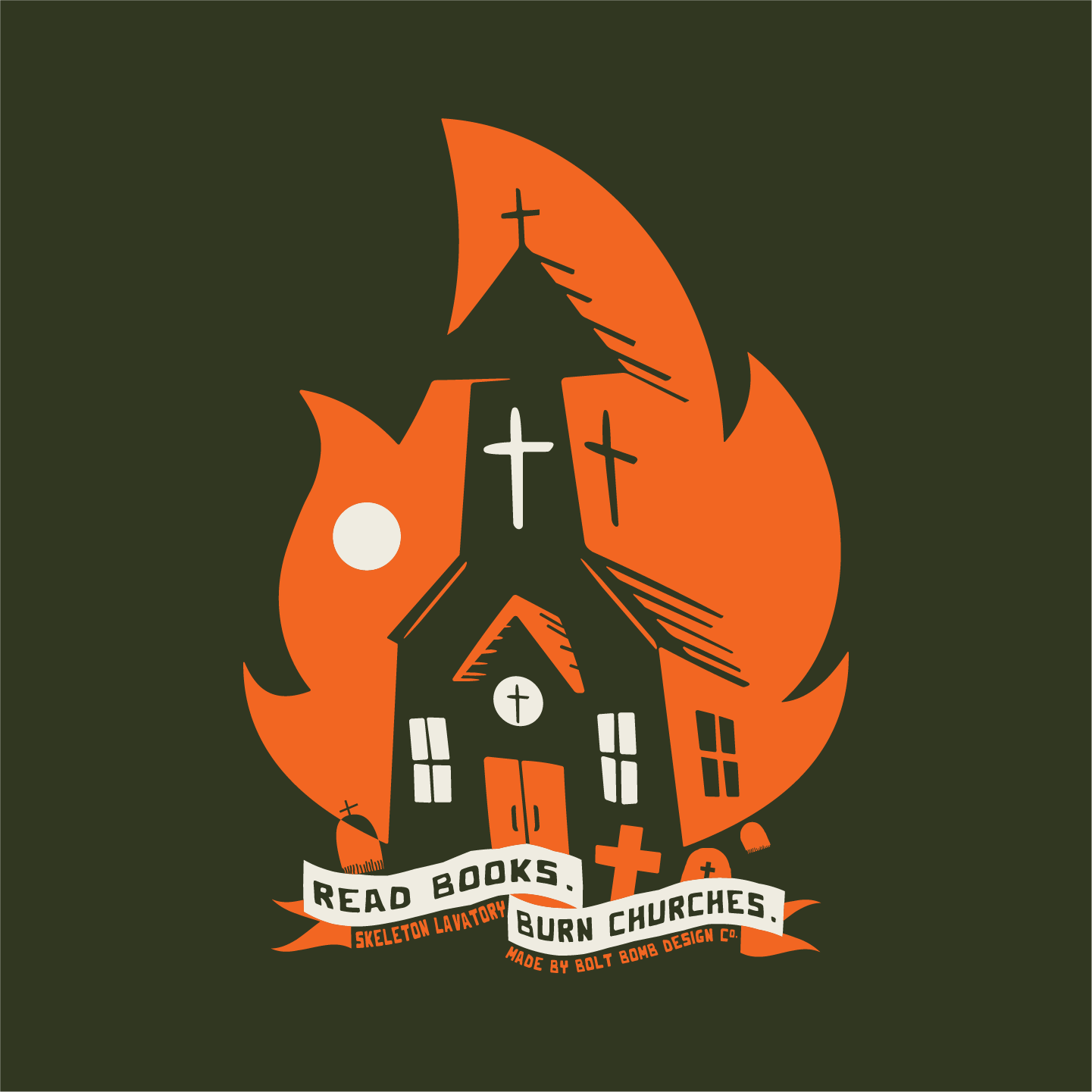 Read Books Burn Churches Graphic Tee | Vintage Metal Burning Church T-Shirt, Next Level 6210 Premium Top, Goth Punk Rock Streetwear