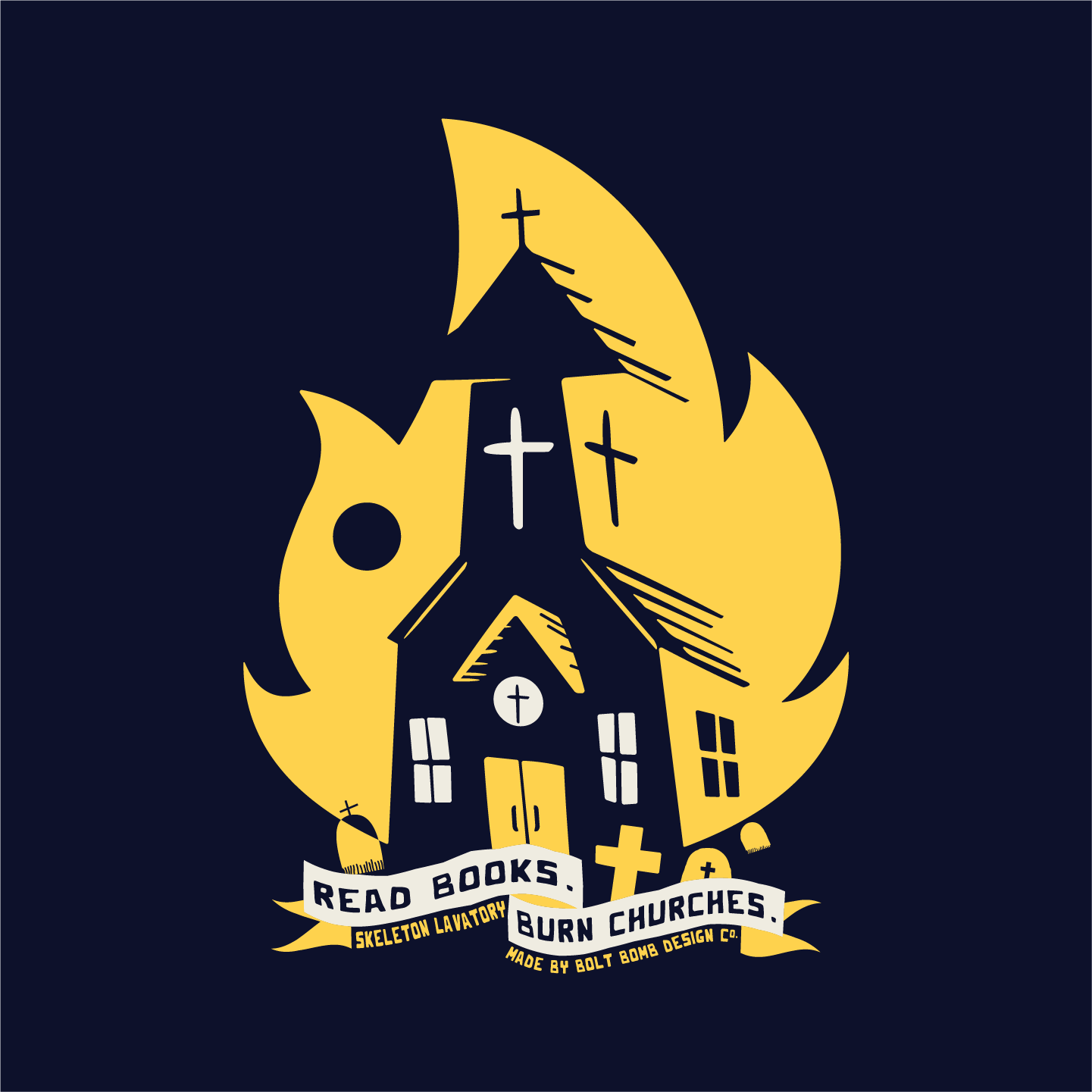 Read Books Burn Churches Graphic Tee | Vintage Metal Burning Church T-Shirt, Next Level 6210 Premium Top, Goth Punk Rock Streetwear