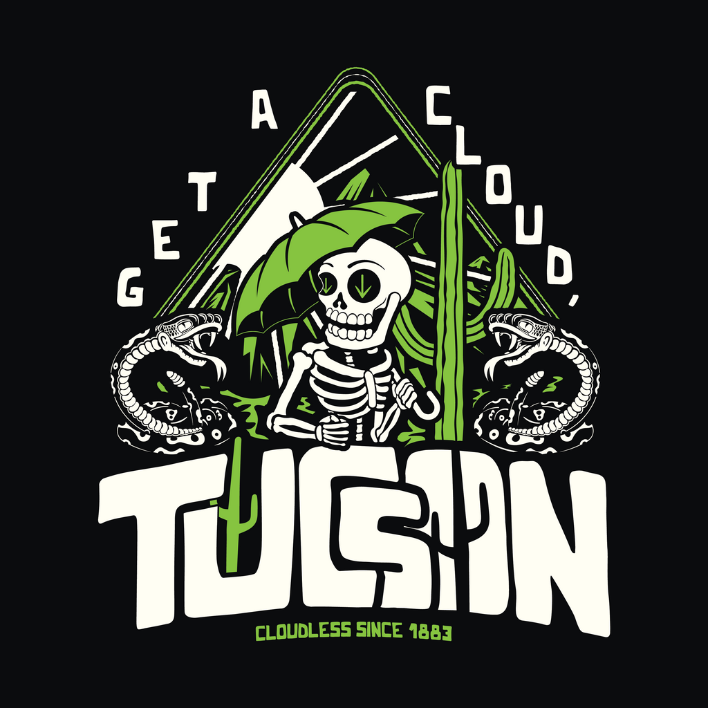 "Get a Cloud, Tucson" Graphic Tee | Retro Desert Rattlesnake T-Shirt, Next Level 6210 Fitted Top, Southwest Souvenir Vintage Grunge Tee
