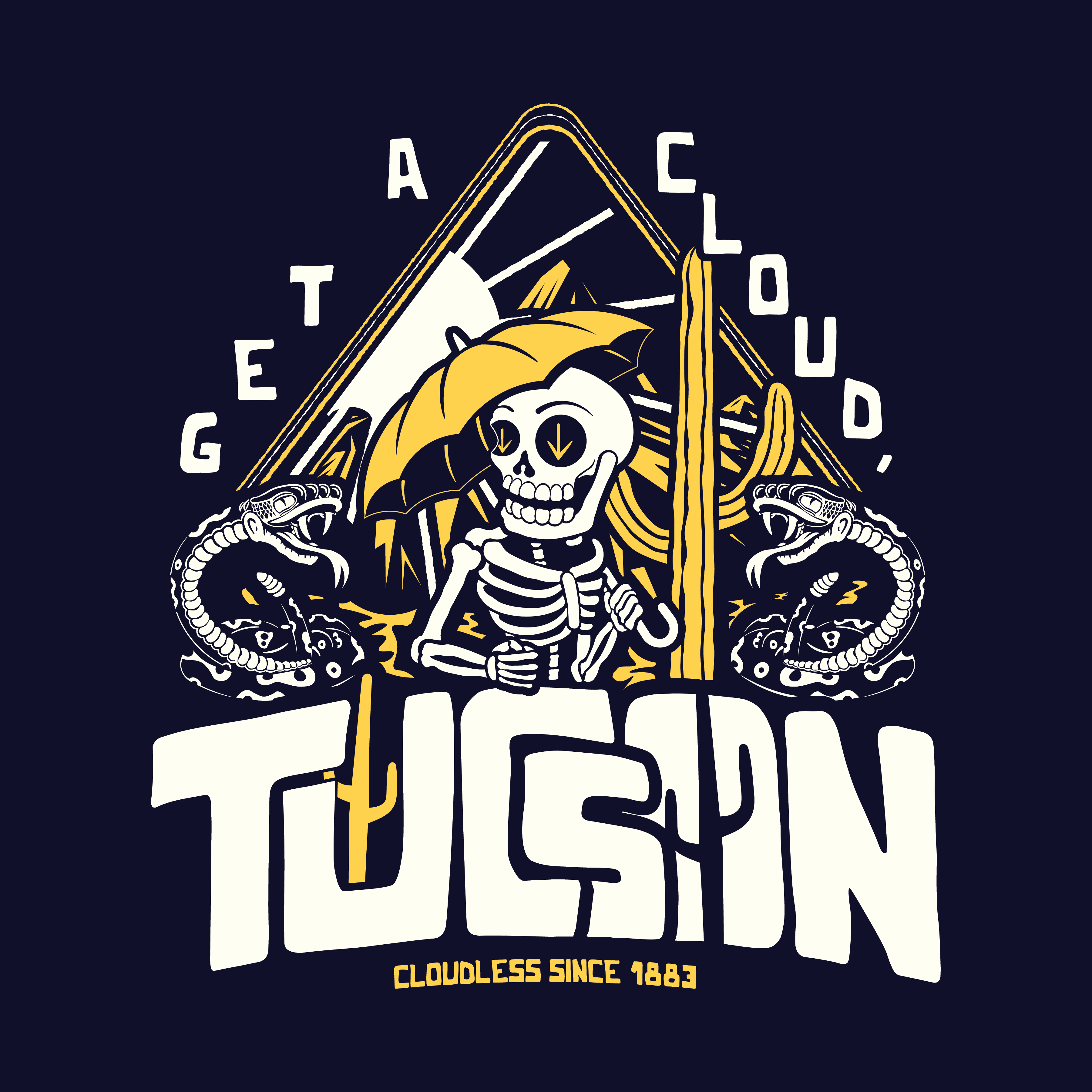 "Get a Cloud, Tucson" Graphic Tee | Retro Desert Rattlesnake T-Shirt, Next Level 6210 Fitted Top, Southwest Souvenir Vintage Grunge Tee