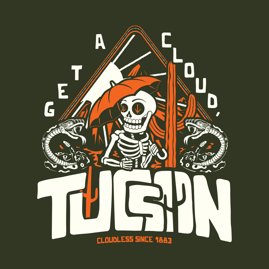 "Get a Cloud, Tucson" Graphic Tee | Retro Desert Rattlesnake T-Shirt, Next Level 6210 Fitted Top, Southwest Souvenir Vintage Grunge Tee