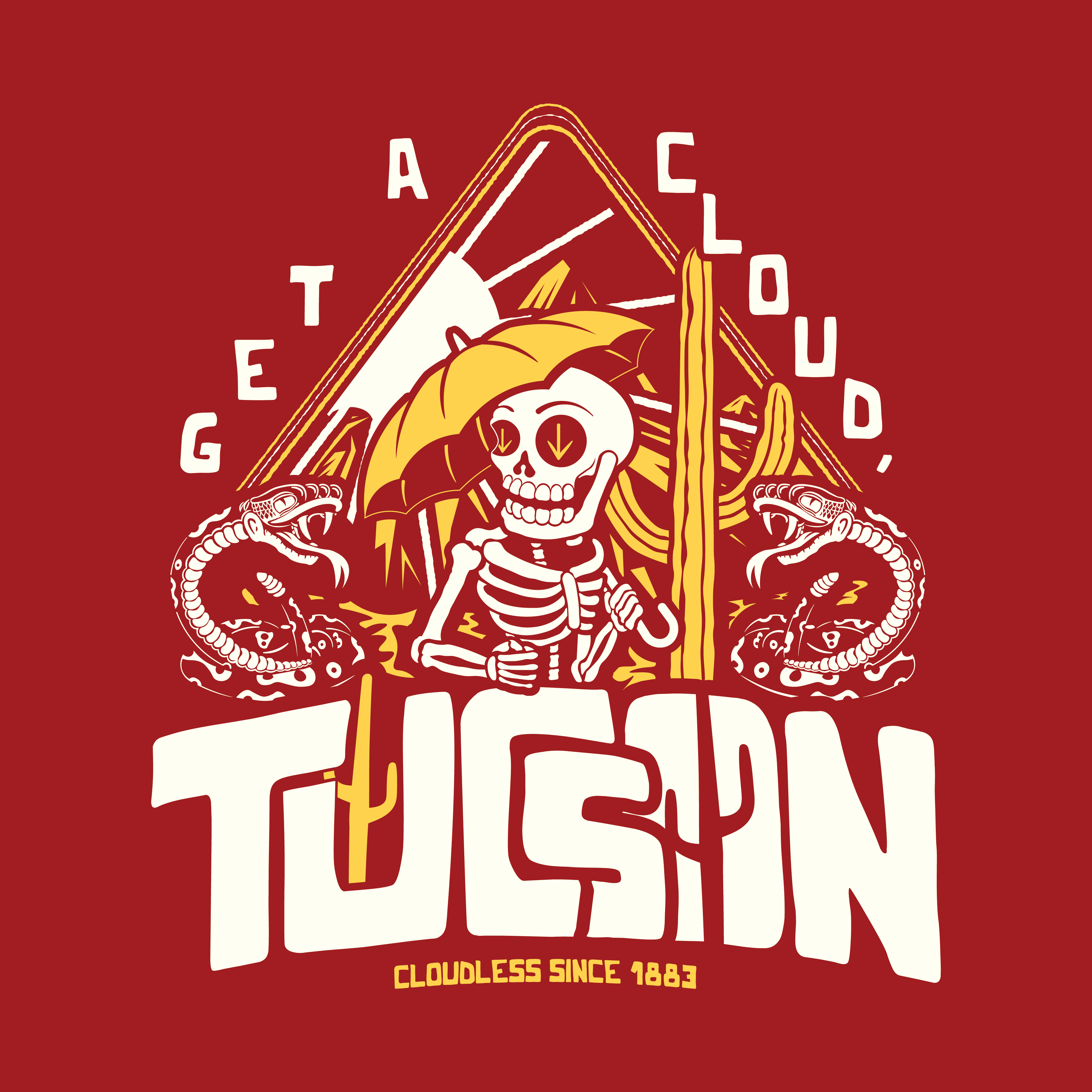 "Get a Cloud, Tucson" Graphic Tee | Retro Desert Rattlesnake T-Shirt, Next Level 6210 Fitted Top, Southwest Souvenir Vintage Grunge Tee
