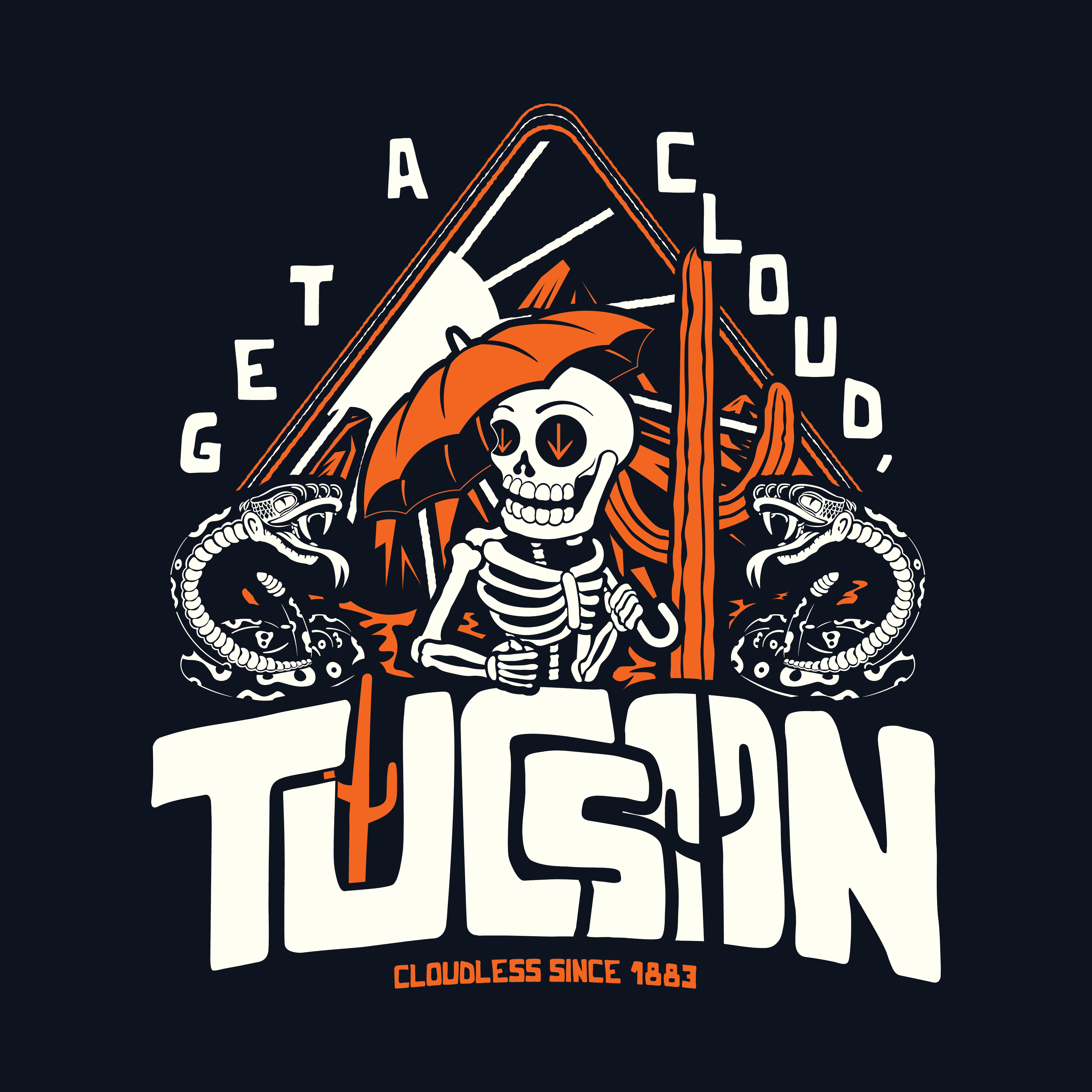 "Get a Cloud, Tucson" Graphic Tee | Retro Desert Rattlesnake T-Shirt, Next Level 6210 Fitted Top, Southwest Souvenir Vintage Grunge Tee