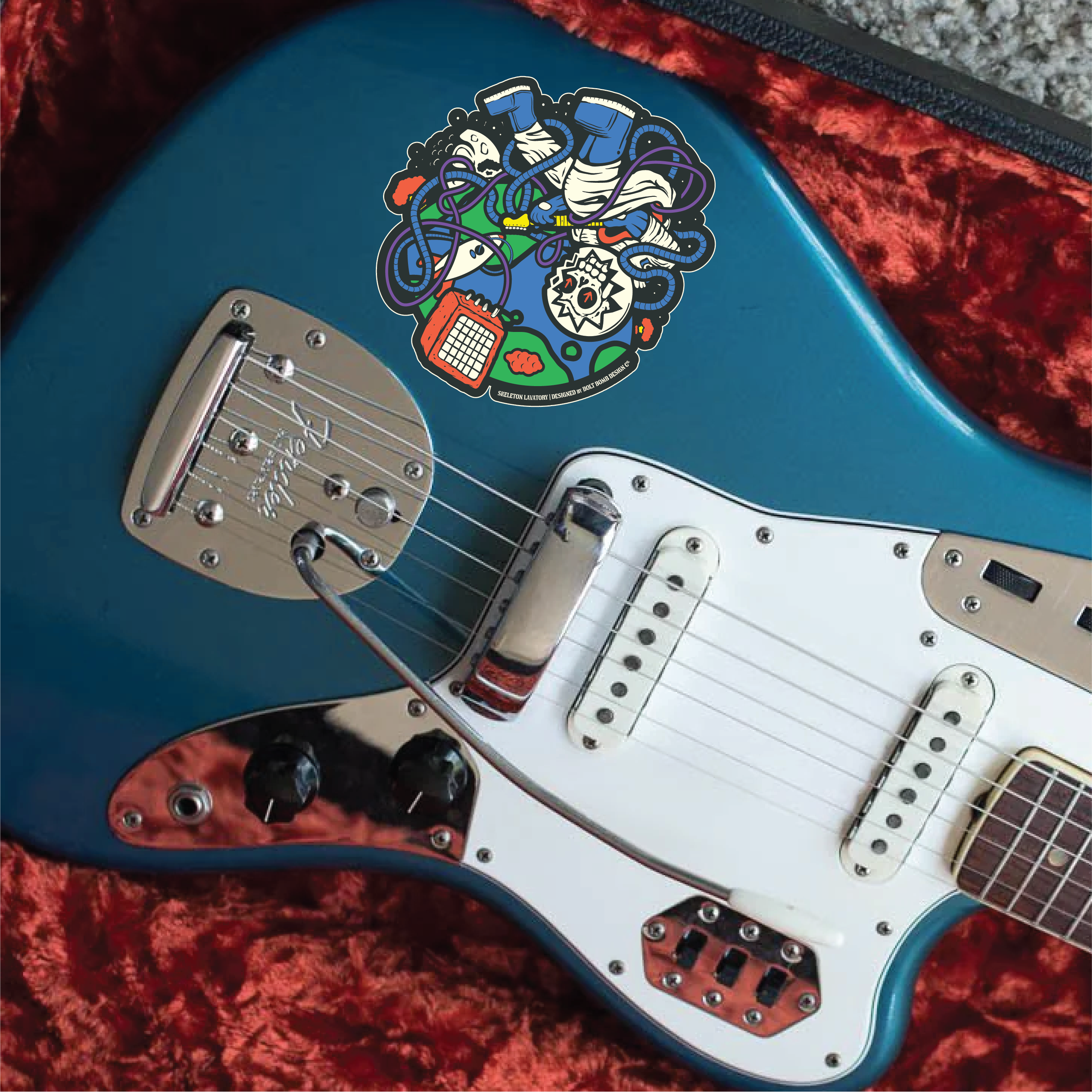 "Rock n' Roll Won't Save the World. Not This Time" Astronaut Skeleton Guitarist Vinyl Sticker - Trippy Space Rock & Amp Die-Cut Decal