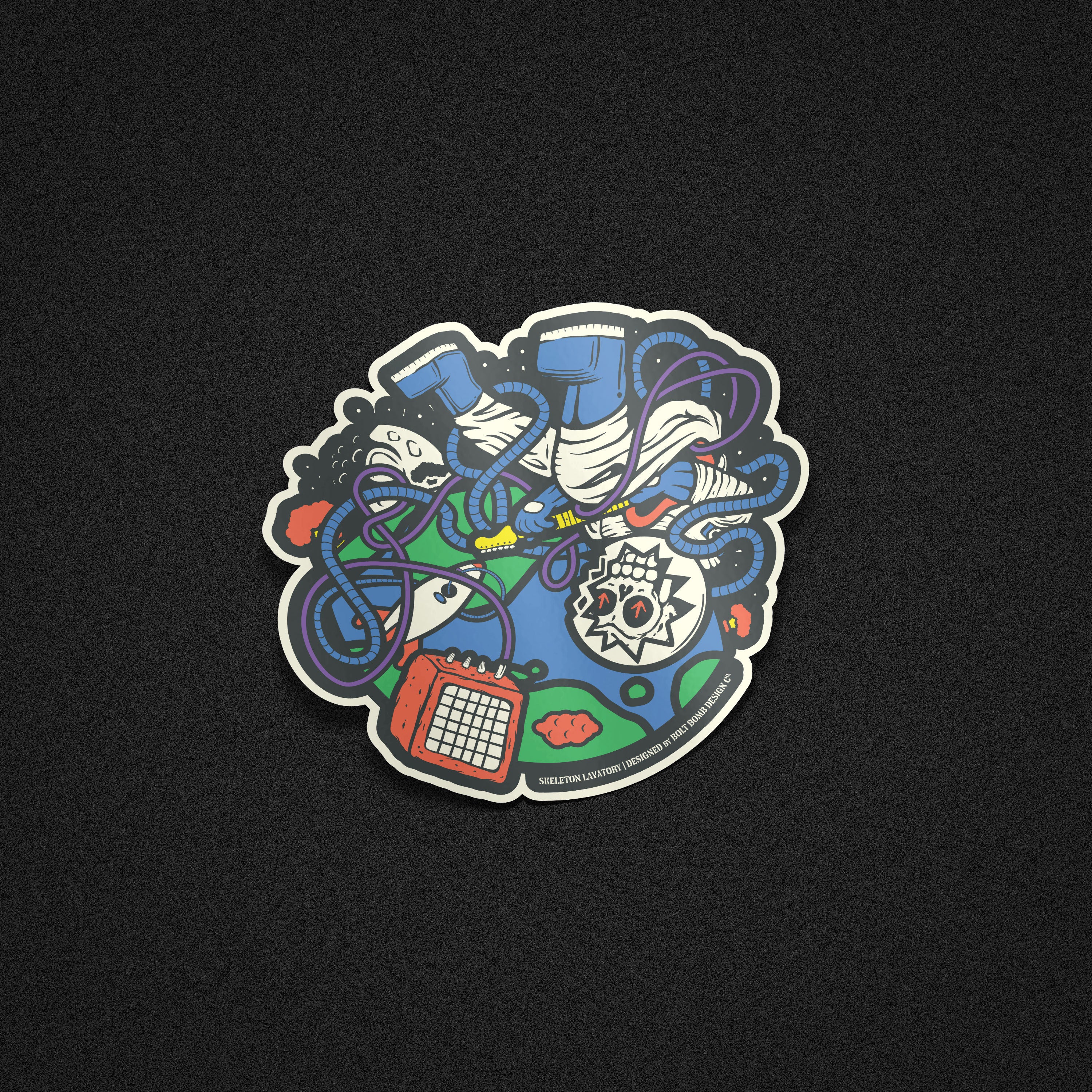 "Rock n' Roll Won't Save the World. Not This Time" Astronaut Skeleton Guitarist Vinyl Sticker - Trippy Space Rock & Amp Die-Cut Decal