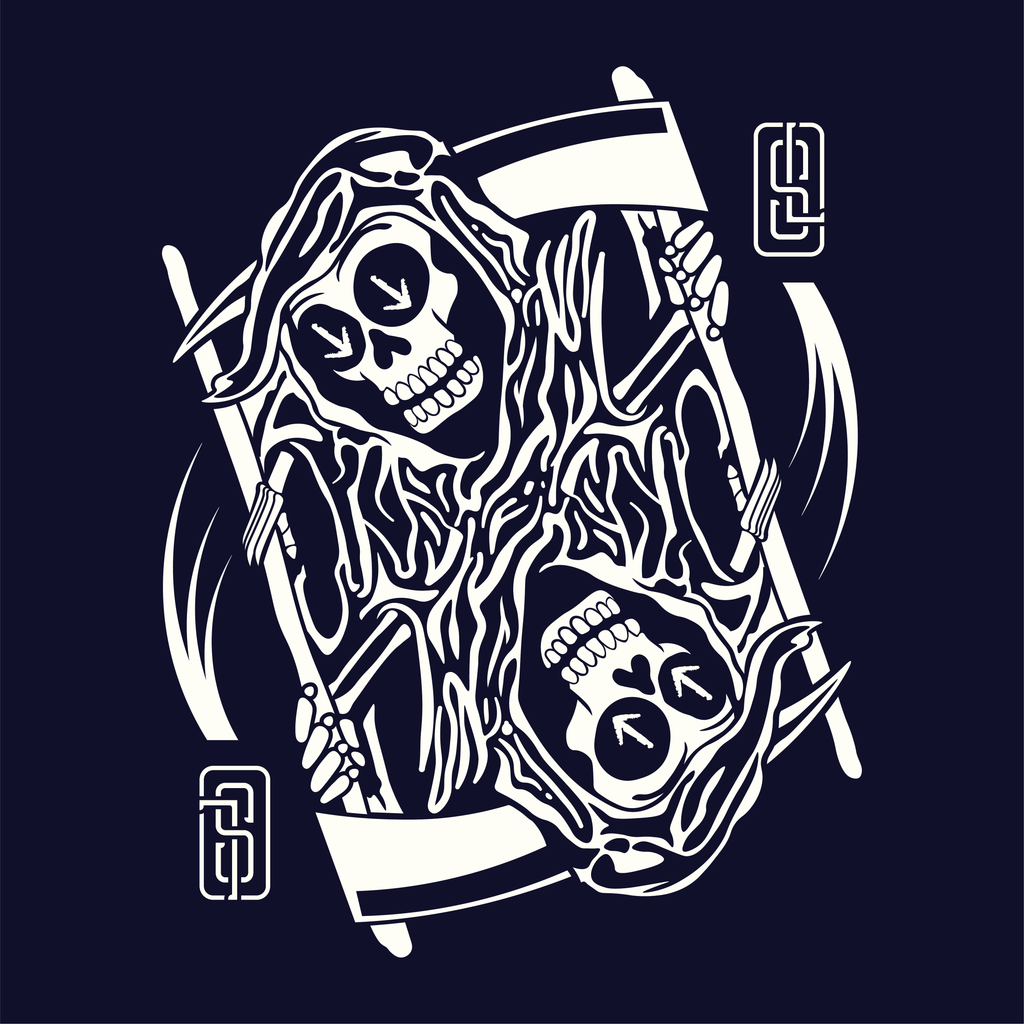 "Ouroboros" Grim Reaper Playing Card Graphic Tee - Gothic Tattoo Flash Skeleton Premium Next Level 6210 T-Shirt
